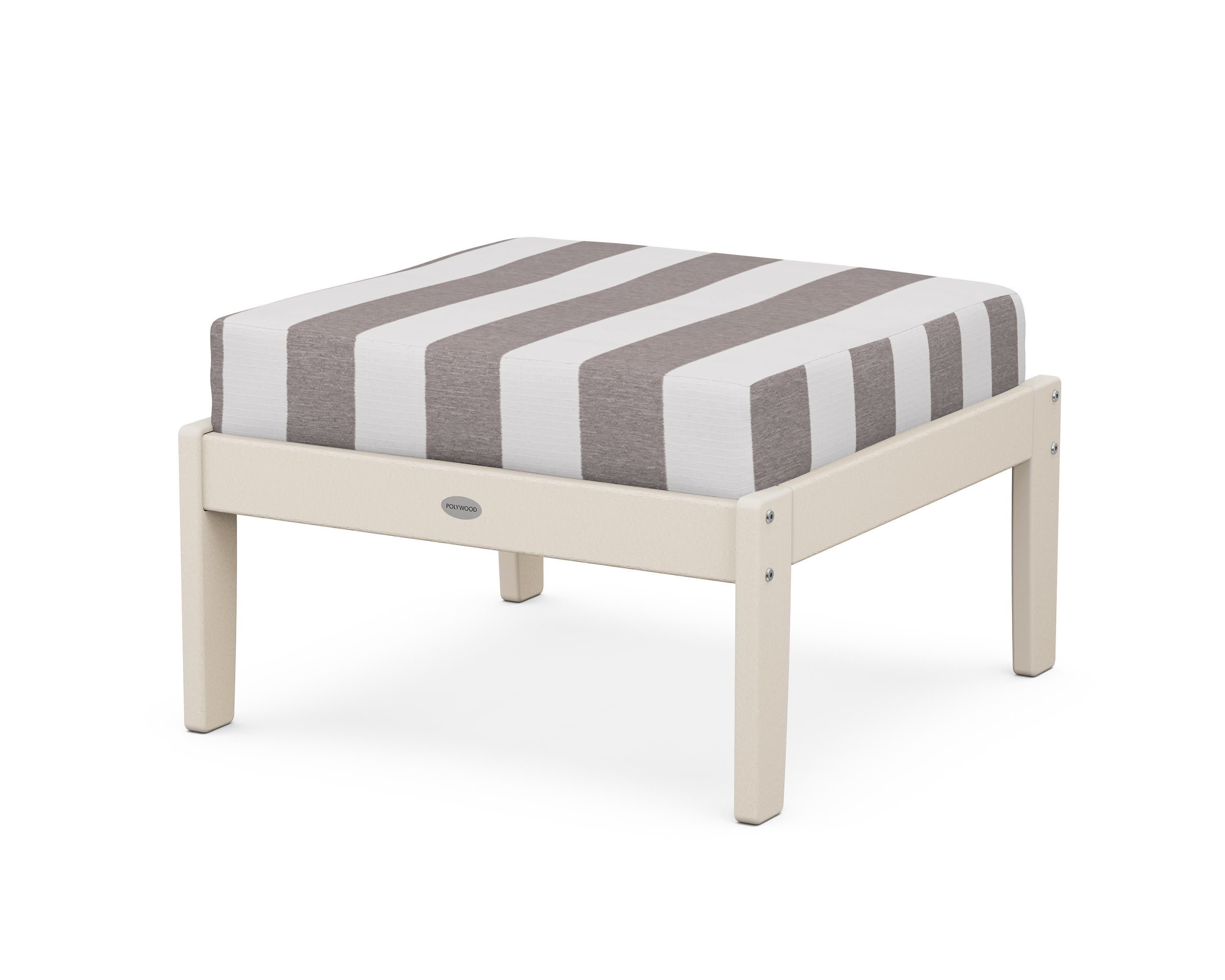 Braxton Deep Seating Ottoman in Sand / Cabana Stripe Grey Mist