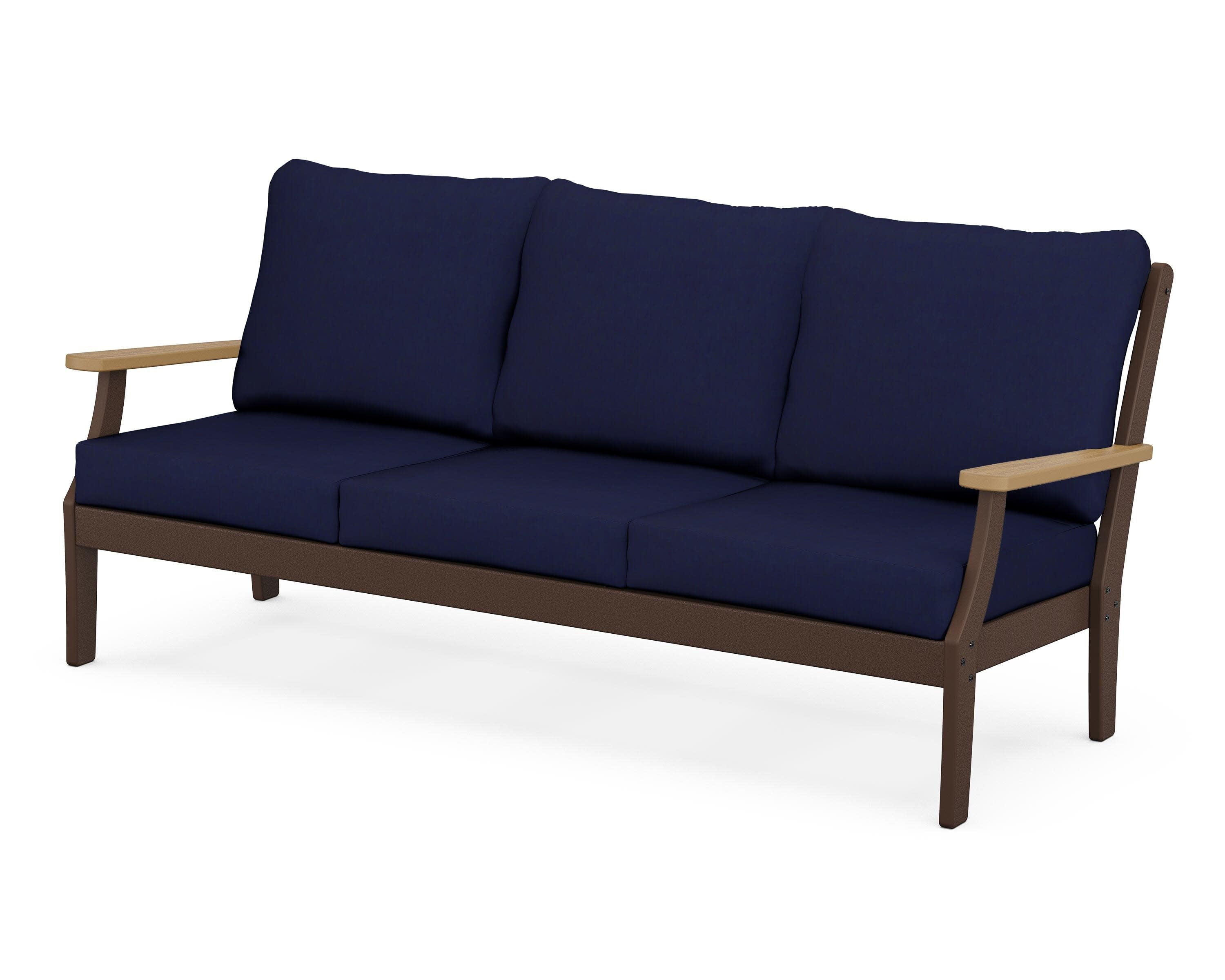 Braxton Deep Seating Sofa in Mahogany / Natural / Navy