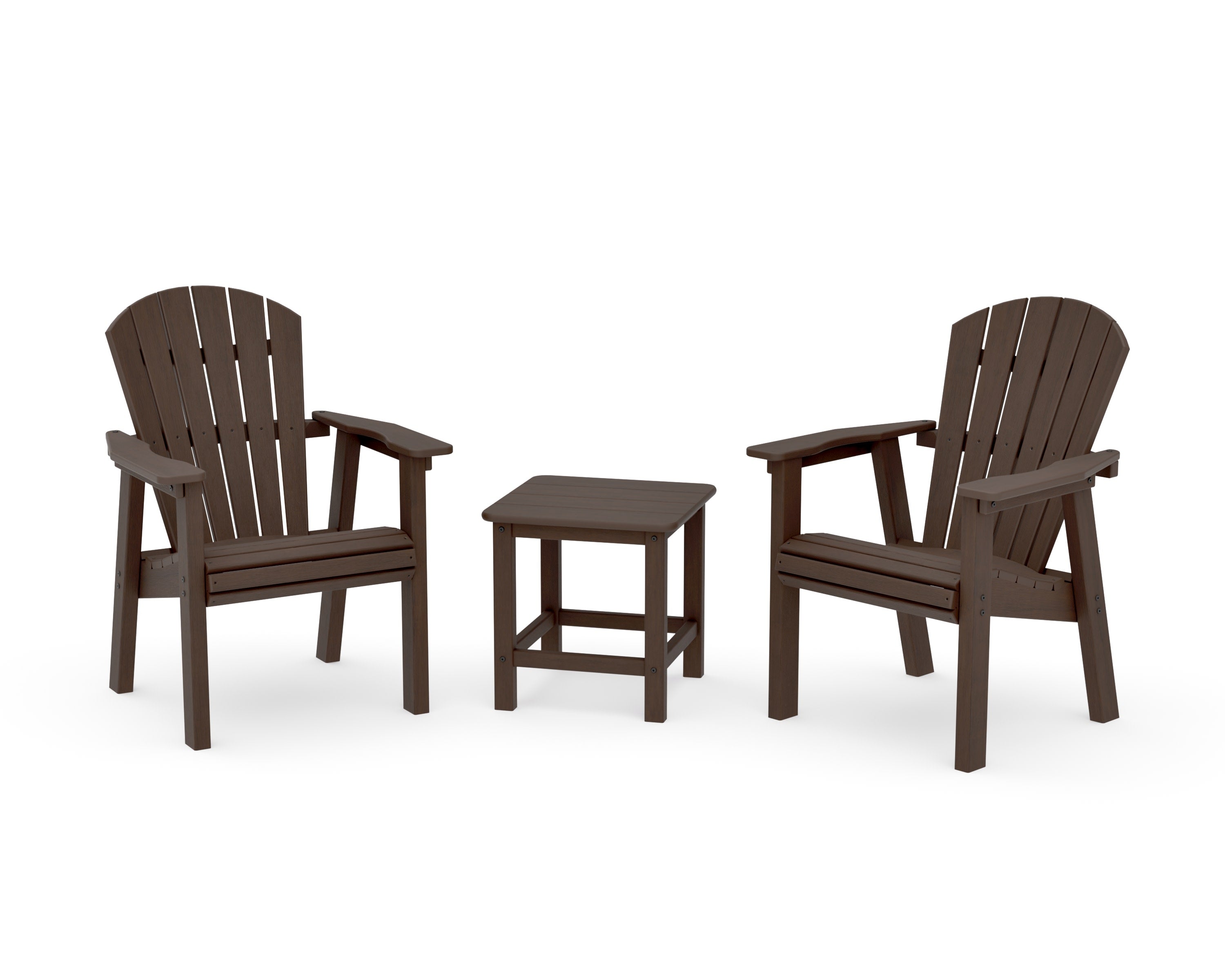 Seashell 3-Piece Upright Adirondack Chair Set in Kona