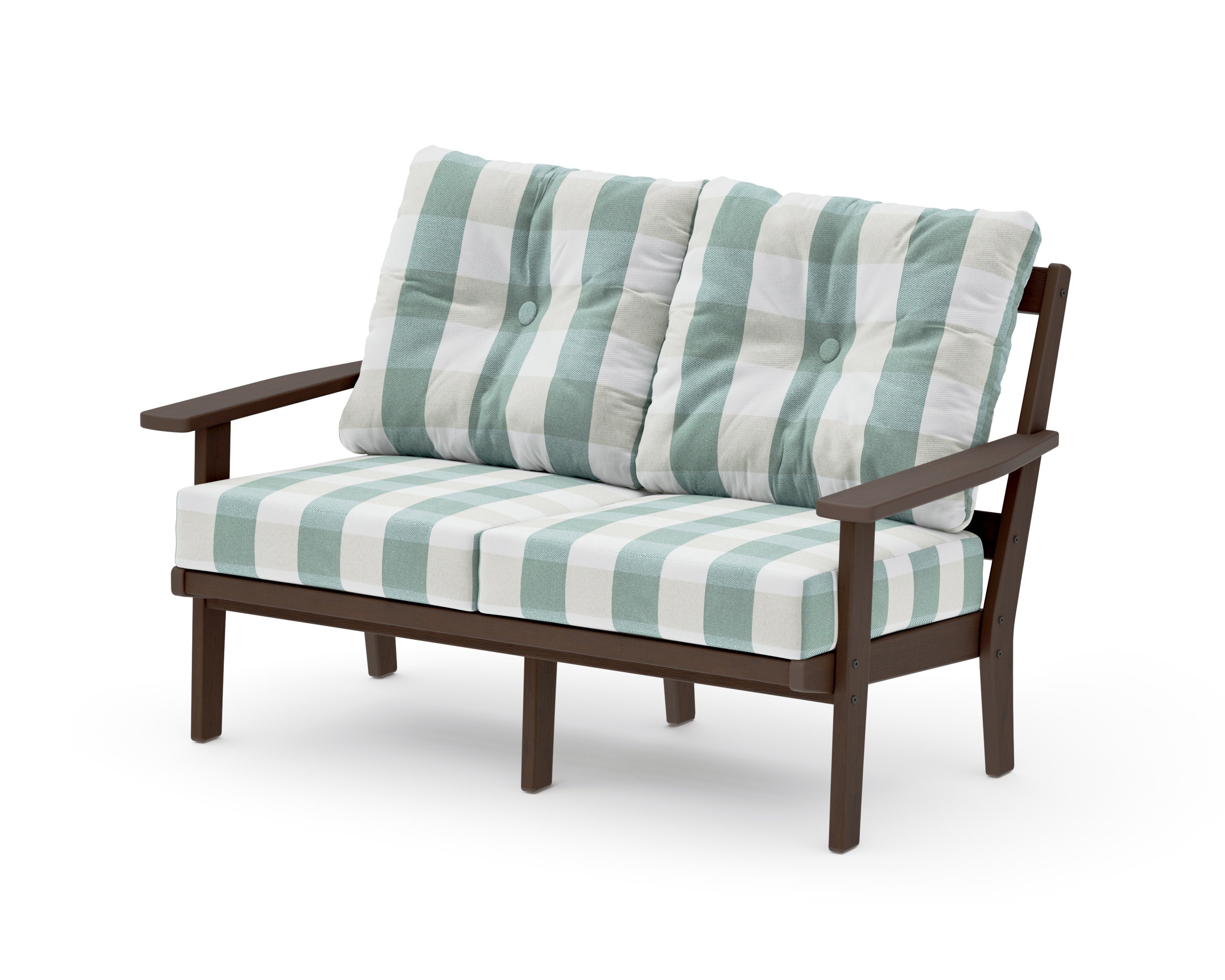 Prairie Deep SeatingLoveseat in Kona / Buffalo Plaid Glacier Spa