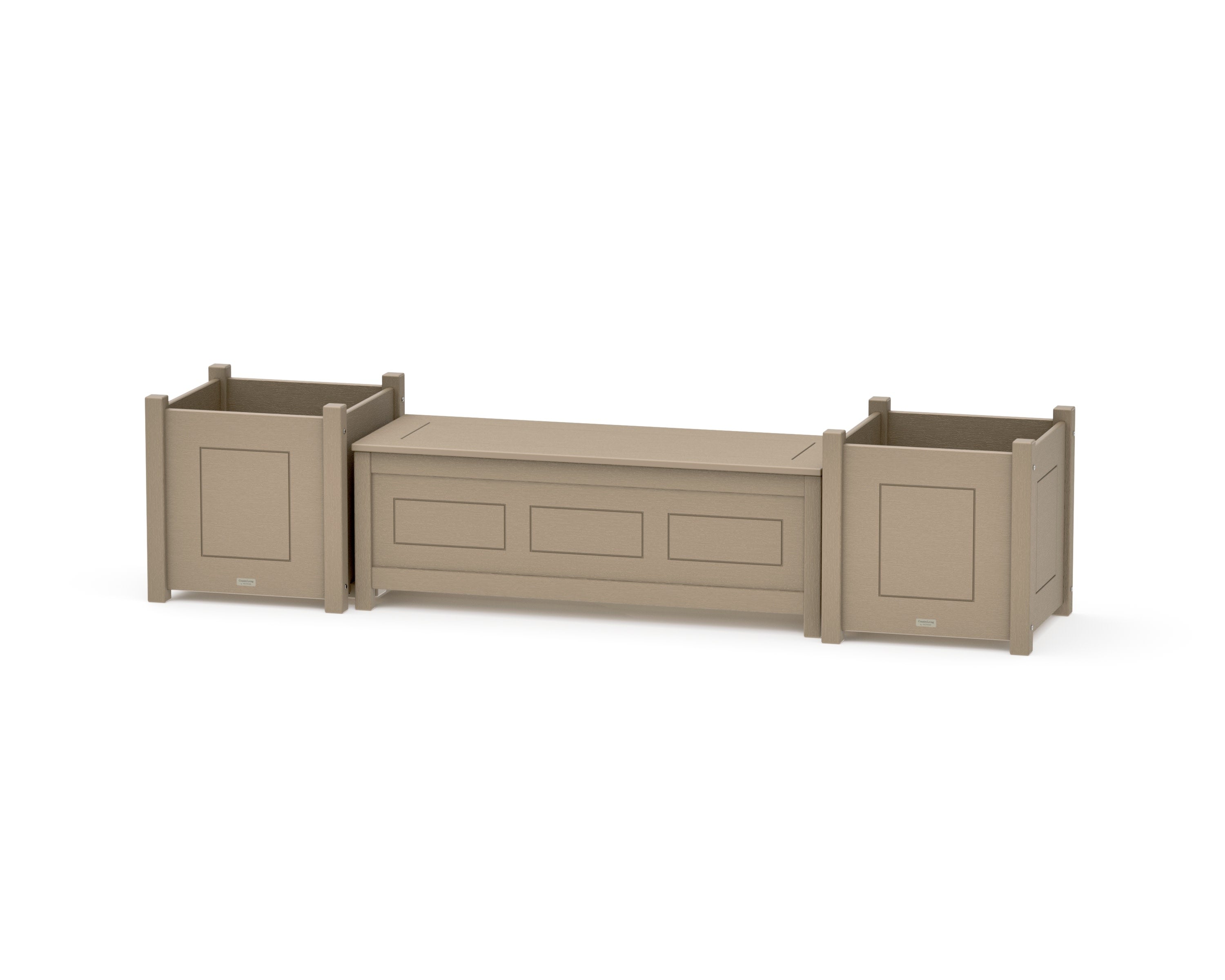 48" Country Living Straight Planter Storage Bench Set- Large in Vintage Sahara