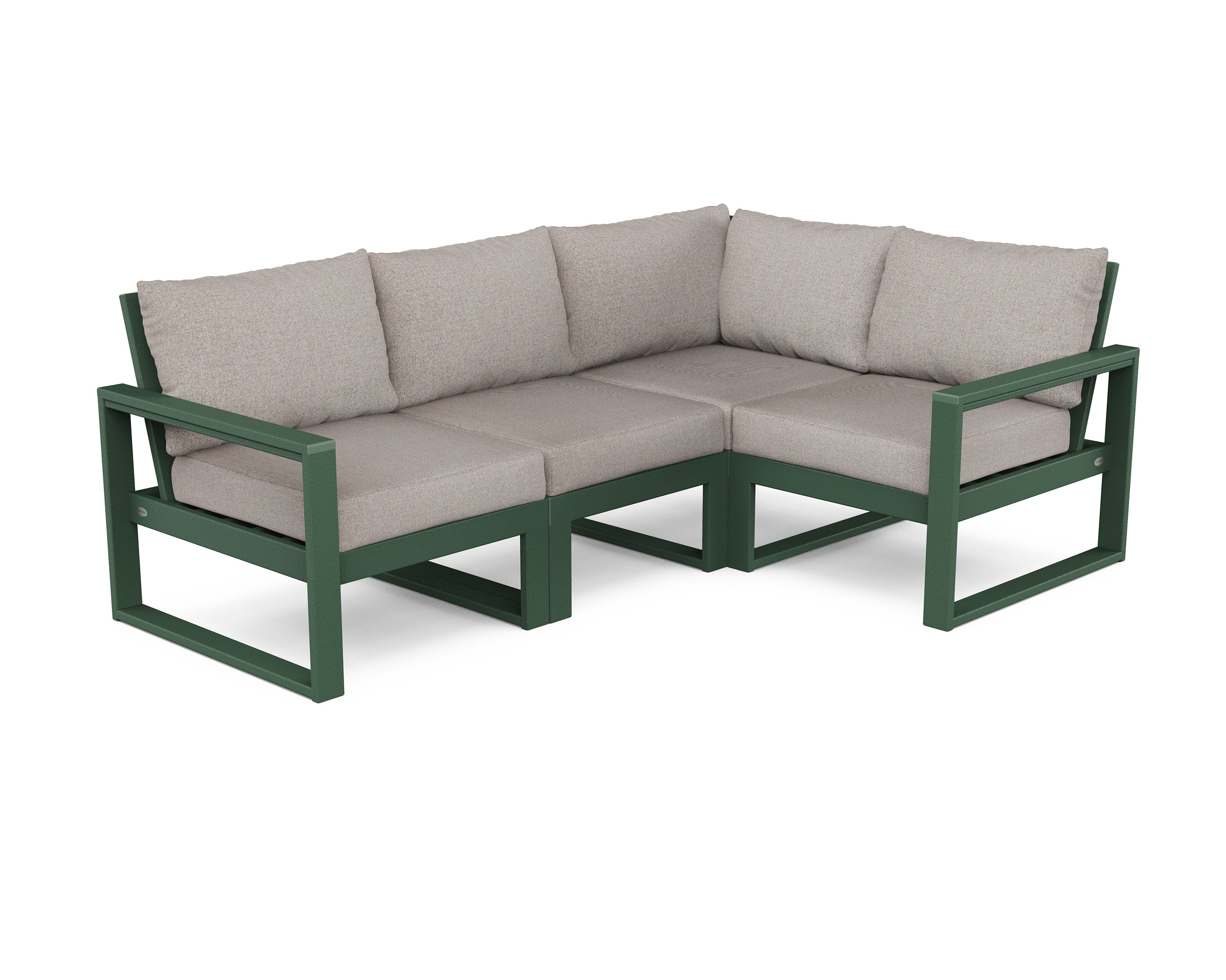 EDGE 4-Piece Modular Deep Seating Set in Green / Weathered Tweed