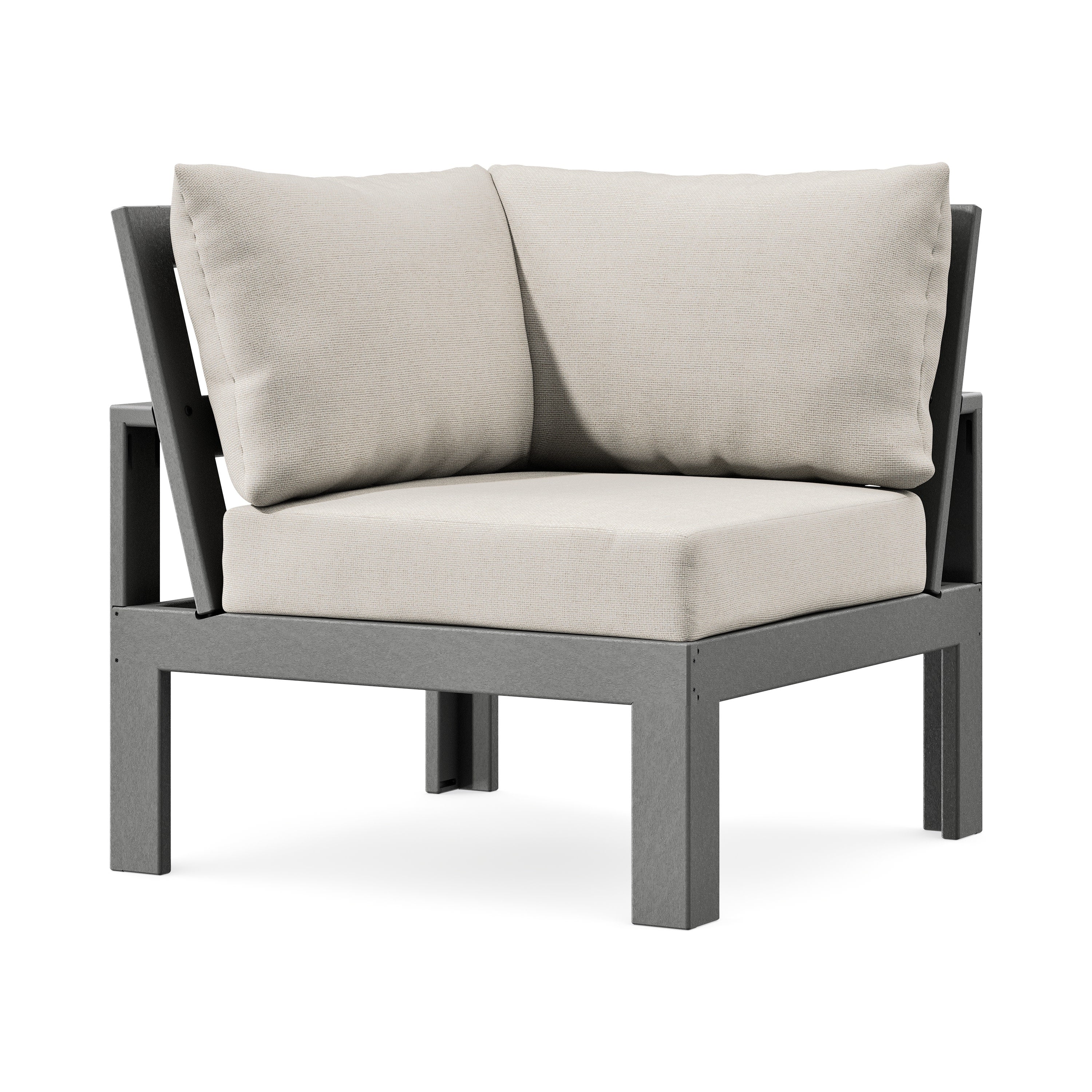 Modular Corner Chair in Slate Grey / Dune Burlap