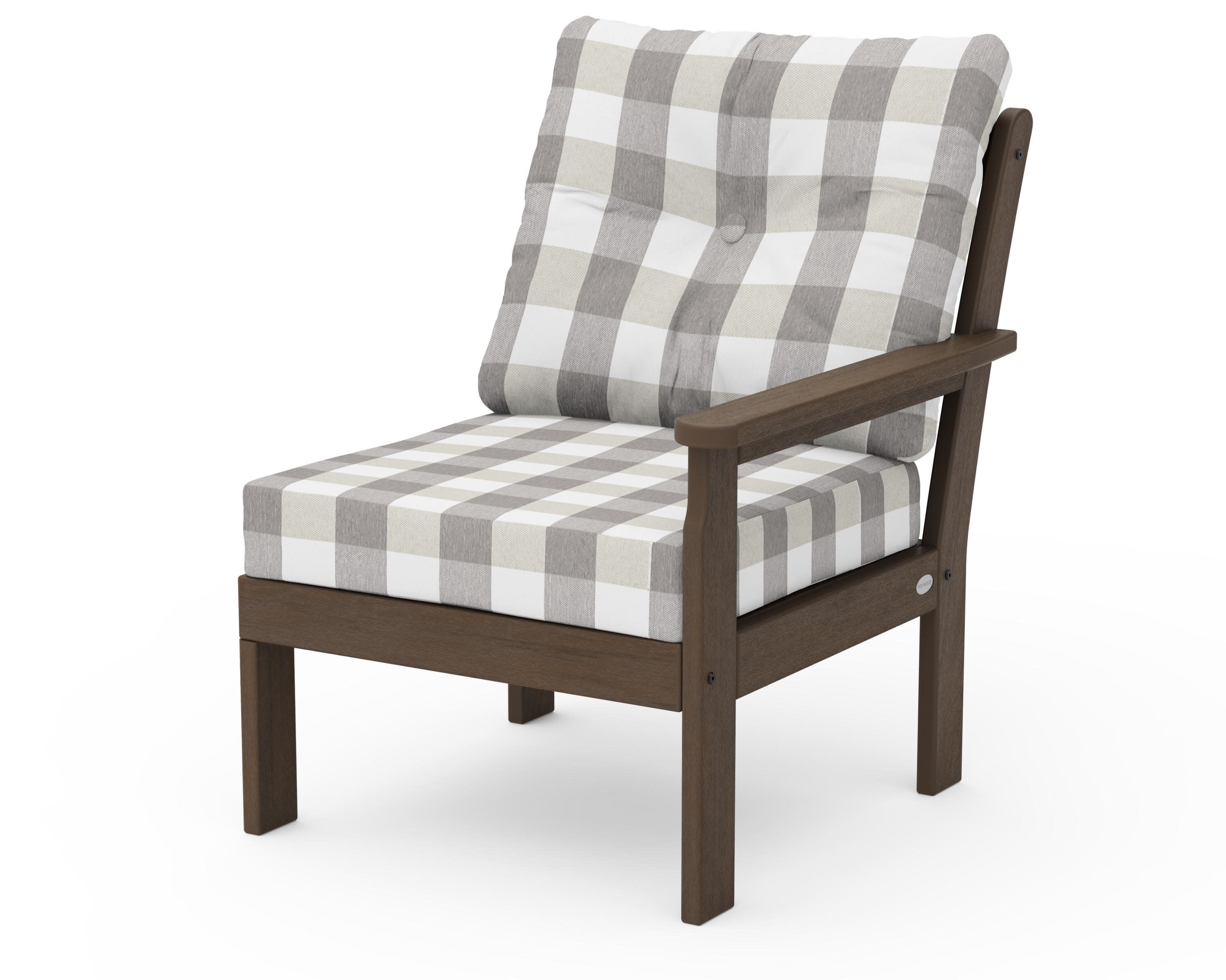 Vineyard Modular Right Arm Chair in Kona / Buffalo Plaid Grey Mist