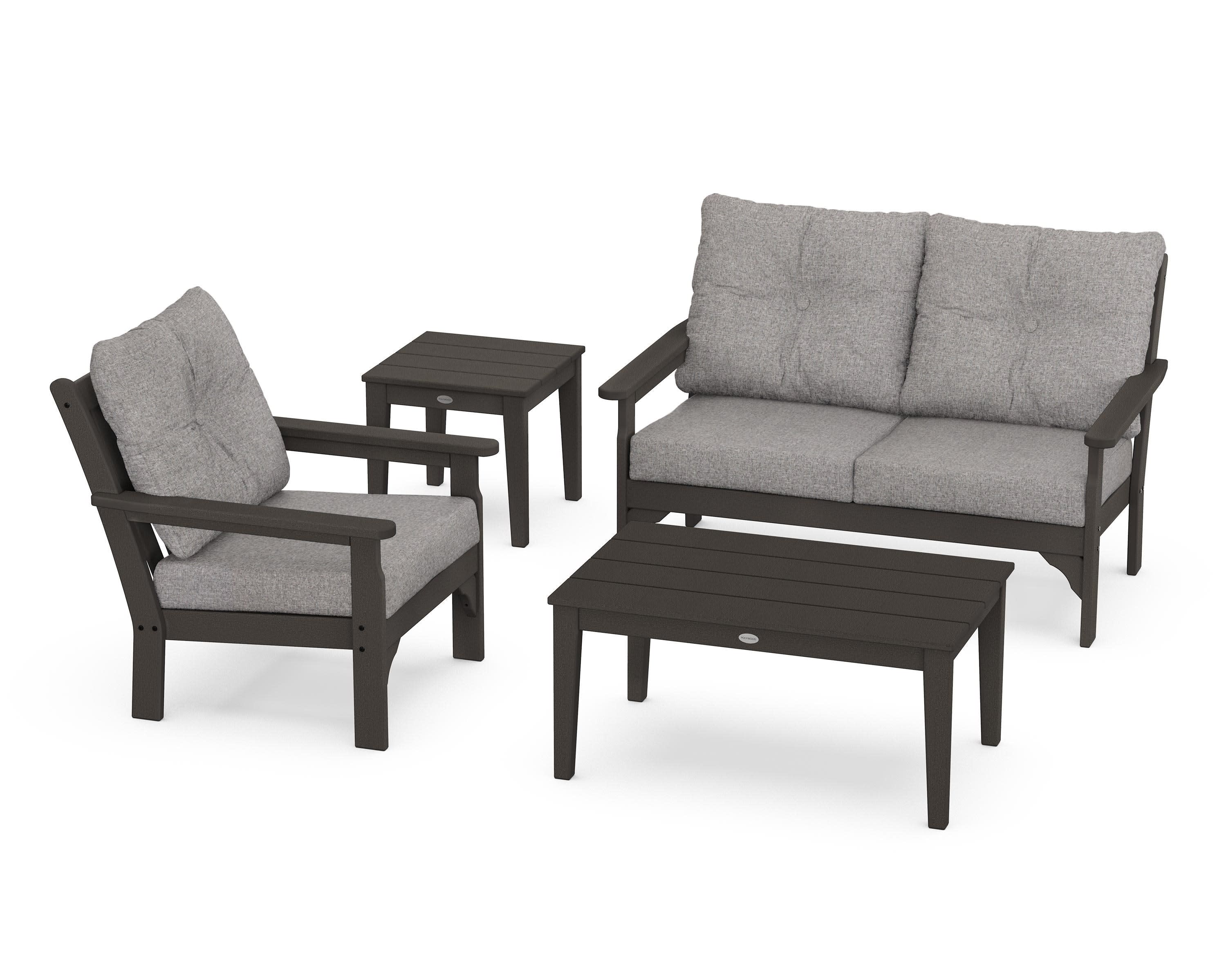 Vineyard 4-Piece Deep Seating Set in Vintage Coffee / Grey Mist