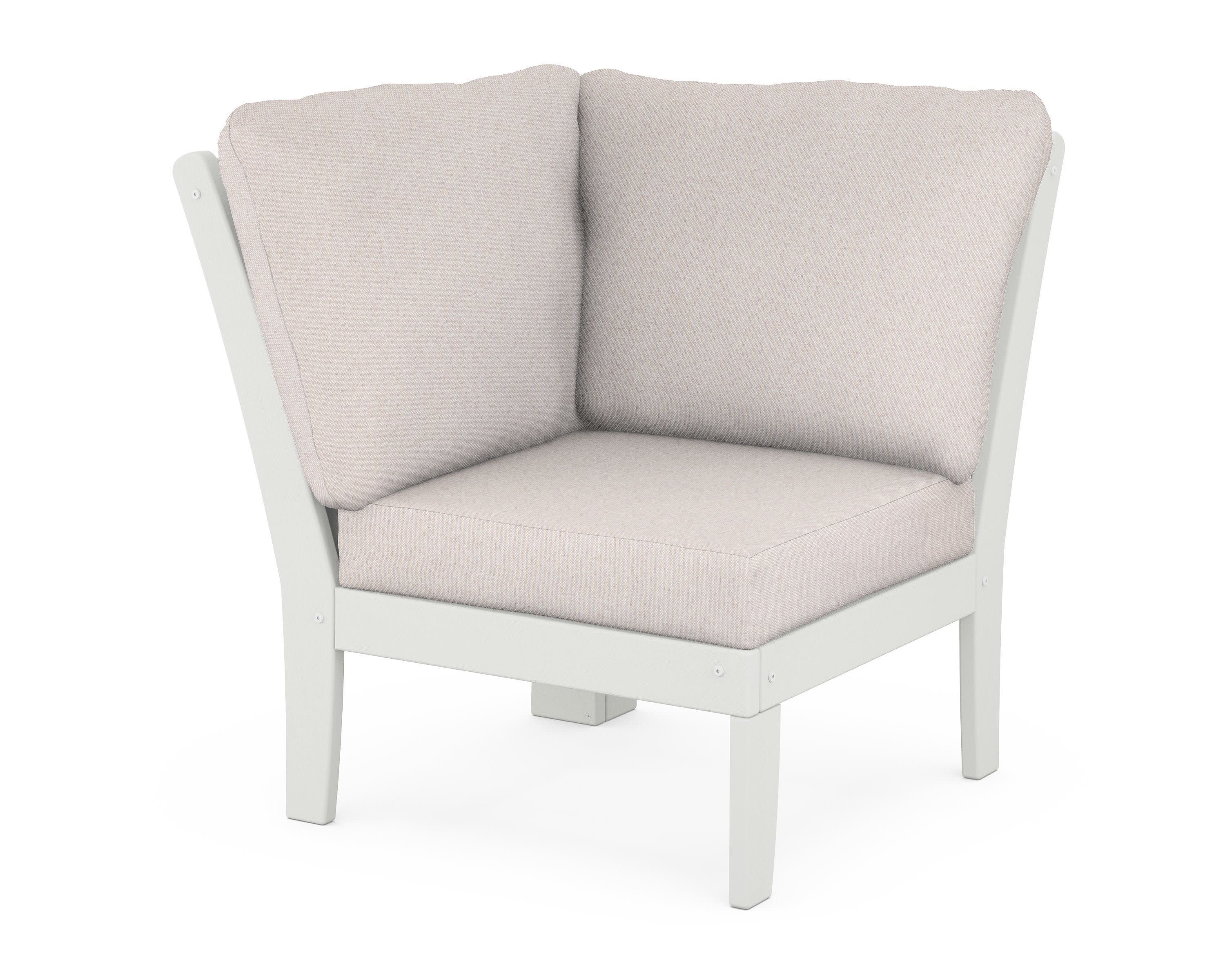 Braxton Modular Corner Chair in Vintage White / Dune Burlap