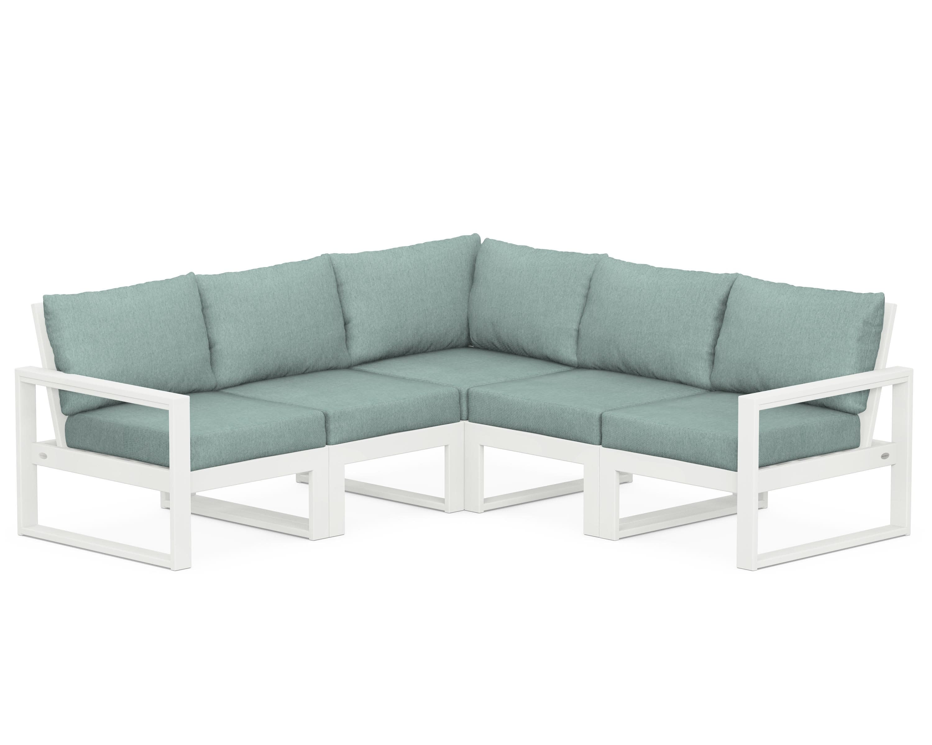 EDGE 5-Piece Modular Deep Seating Set in Vintage White / Glacier Spa