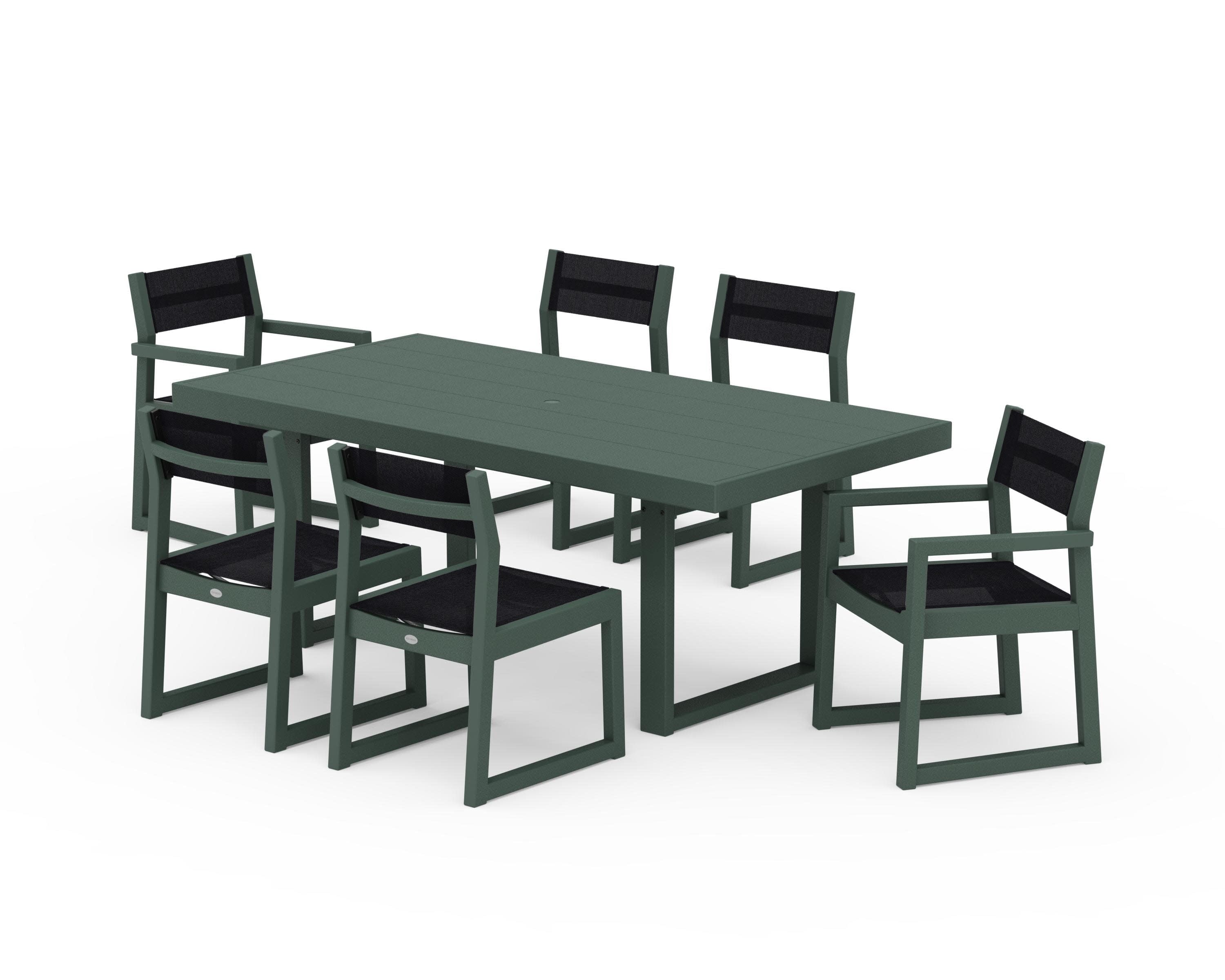 EDGE Sling 7-Piece Dining Set in Green / Black Sling