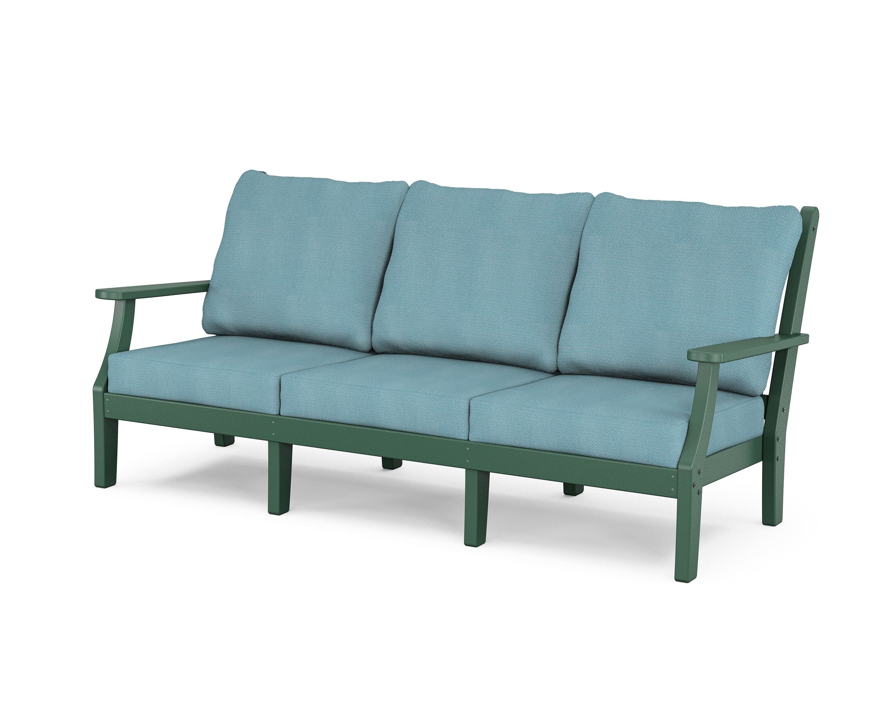 Wovendale Deep Seating Sofa in Green / Lattice Sky Blue
