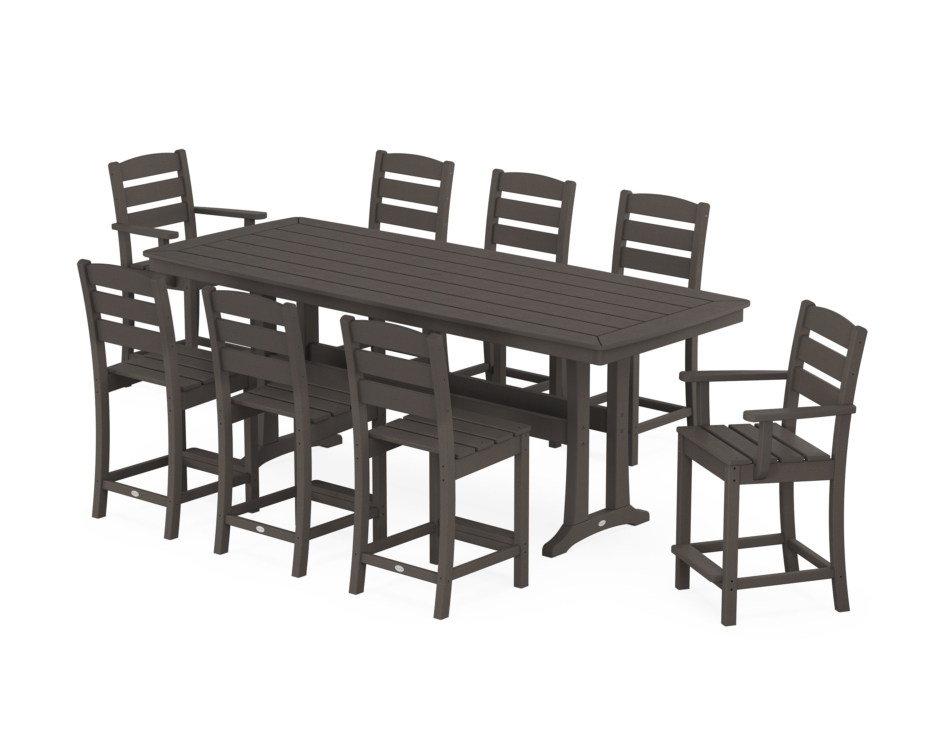 Lakeside 9-Piece Counter Set with Trestle Legs in Vintage Coffee
