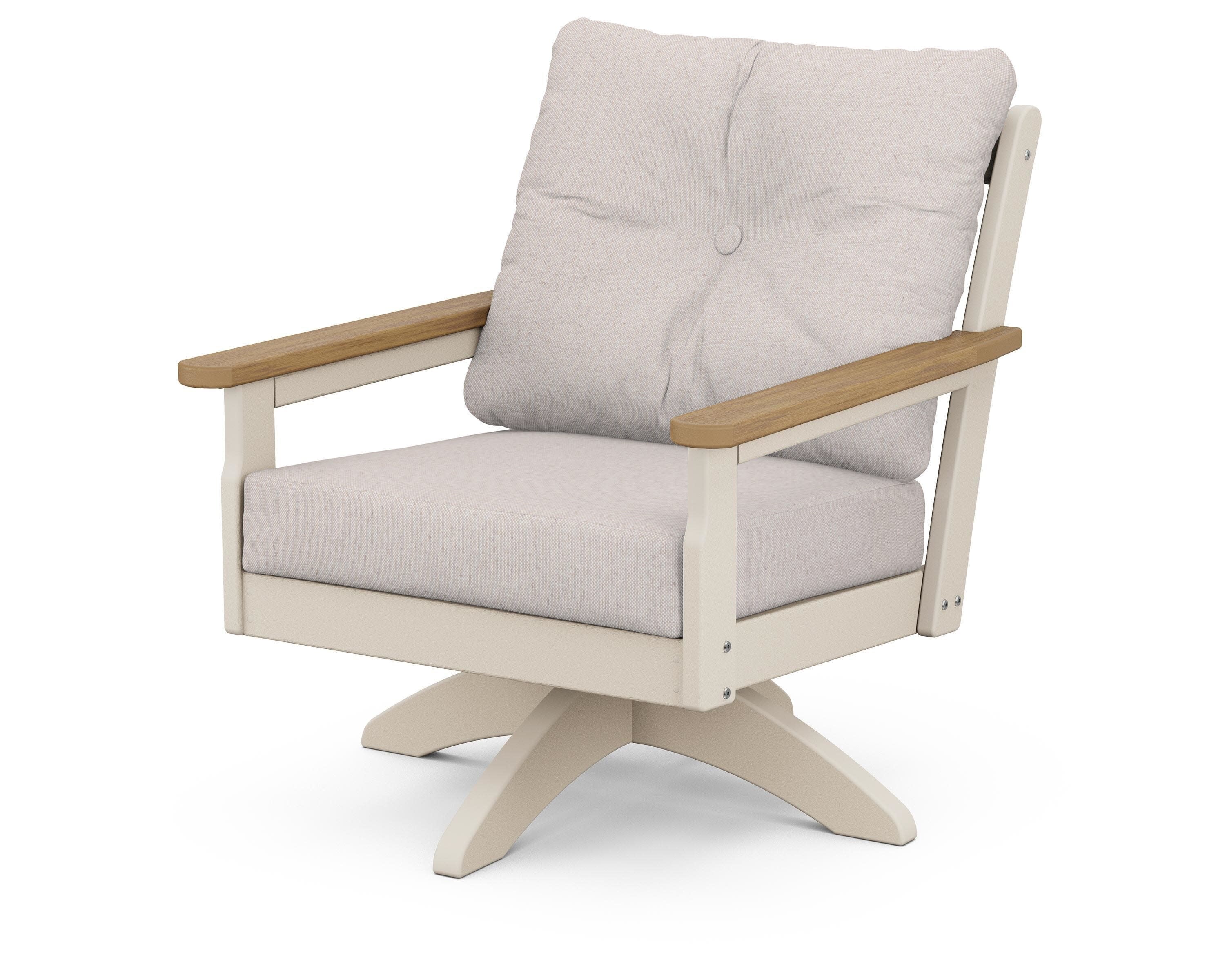 Vineyard Deep Seating Swivel Chair in Sand / Natural / Dune Burlap