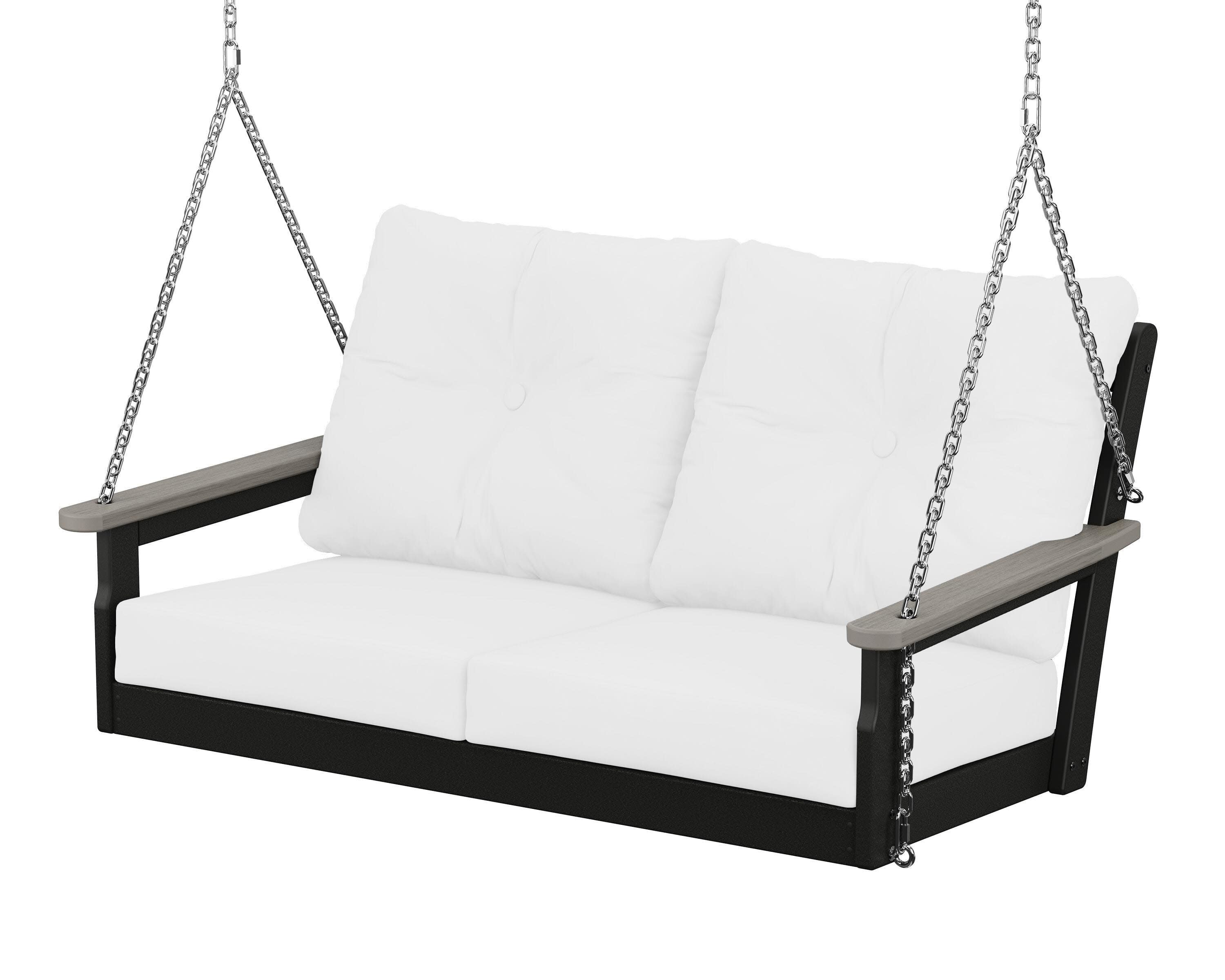 Vineyard Deep Seating Swing in Black / Driftwood / Natural