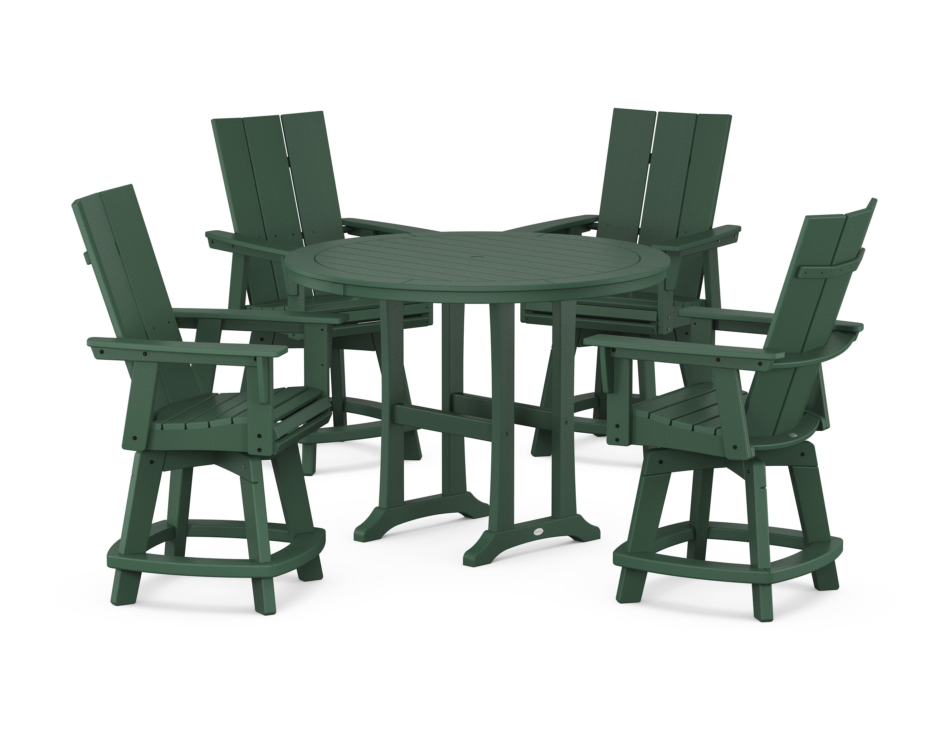 5-Piece Modern Swivel Counter Set in Green
