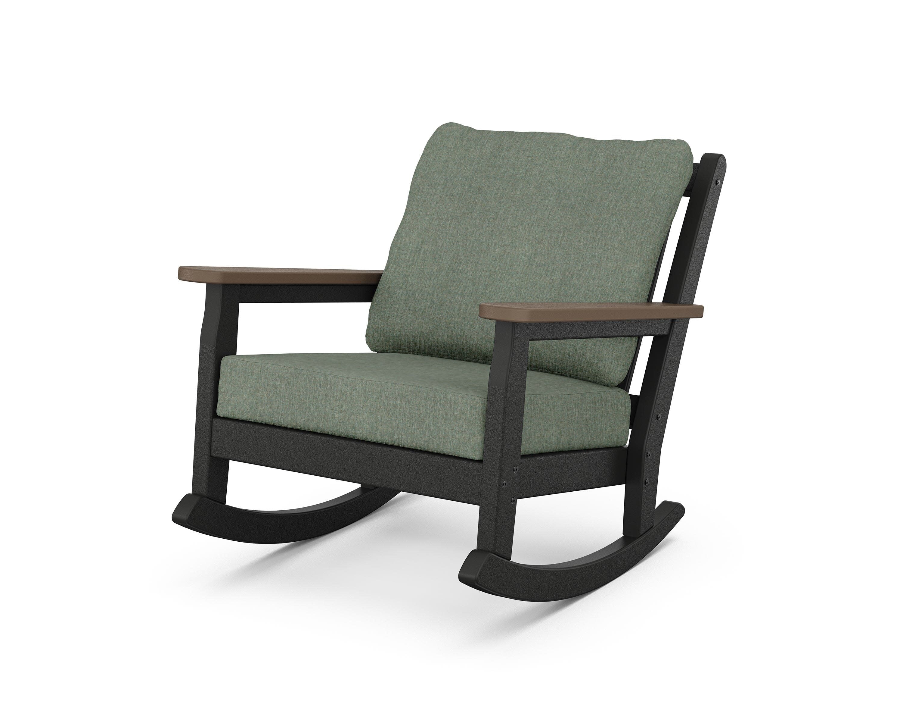Chippendale Deep Seating Rocking Chair in Black / Kona / Cast Sage
