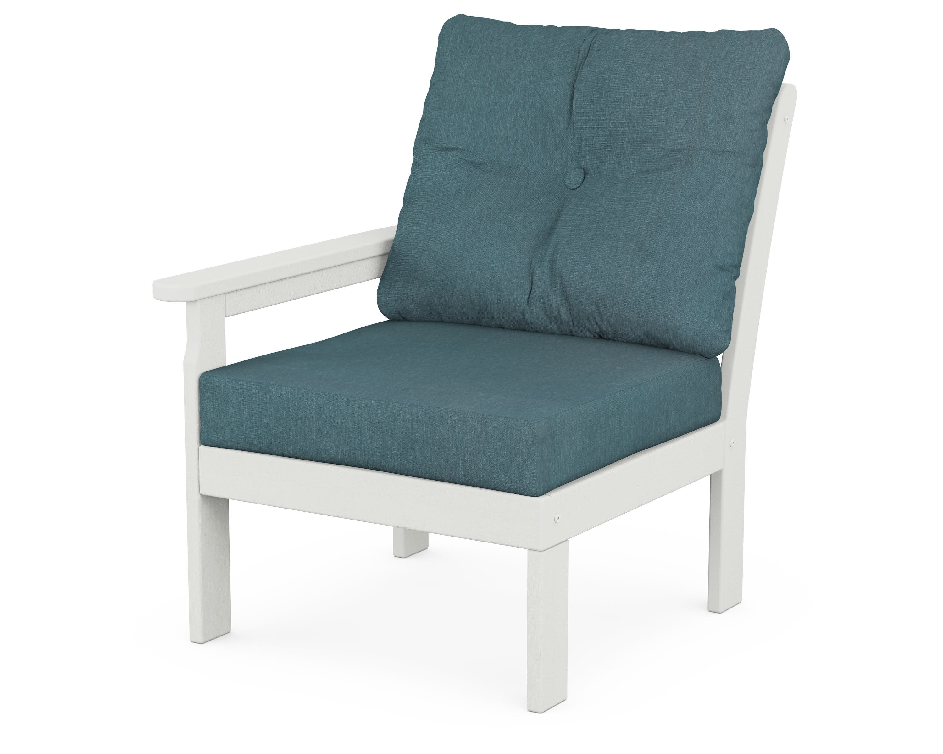 Vineyard Modular Left Arm Chair in Vintage White / Ocean Teal