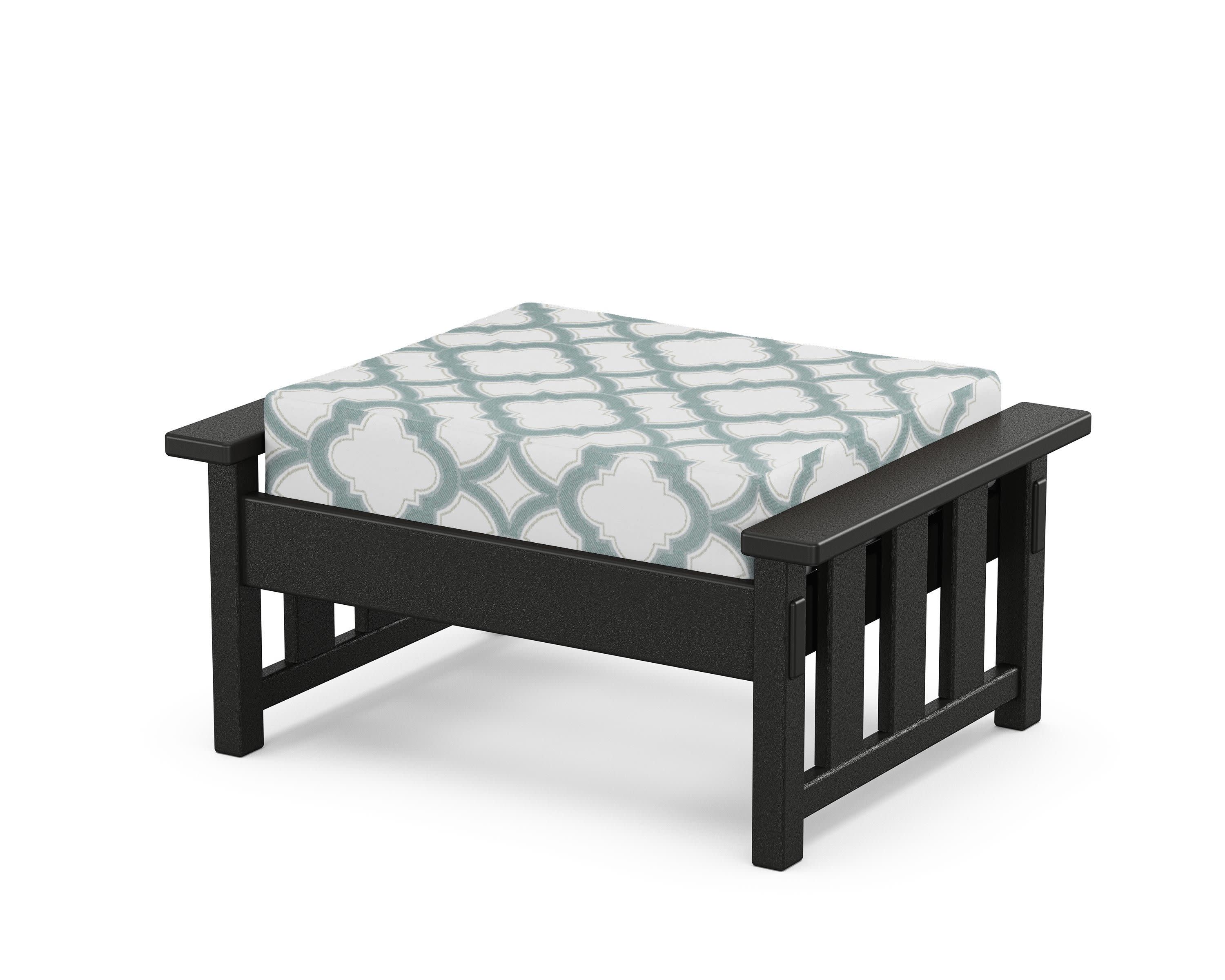 Acadia Deep Seating Ottoman in Black / Trellis Glacier Spa