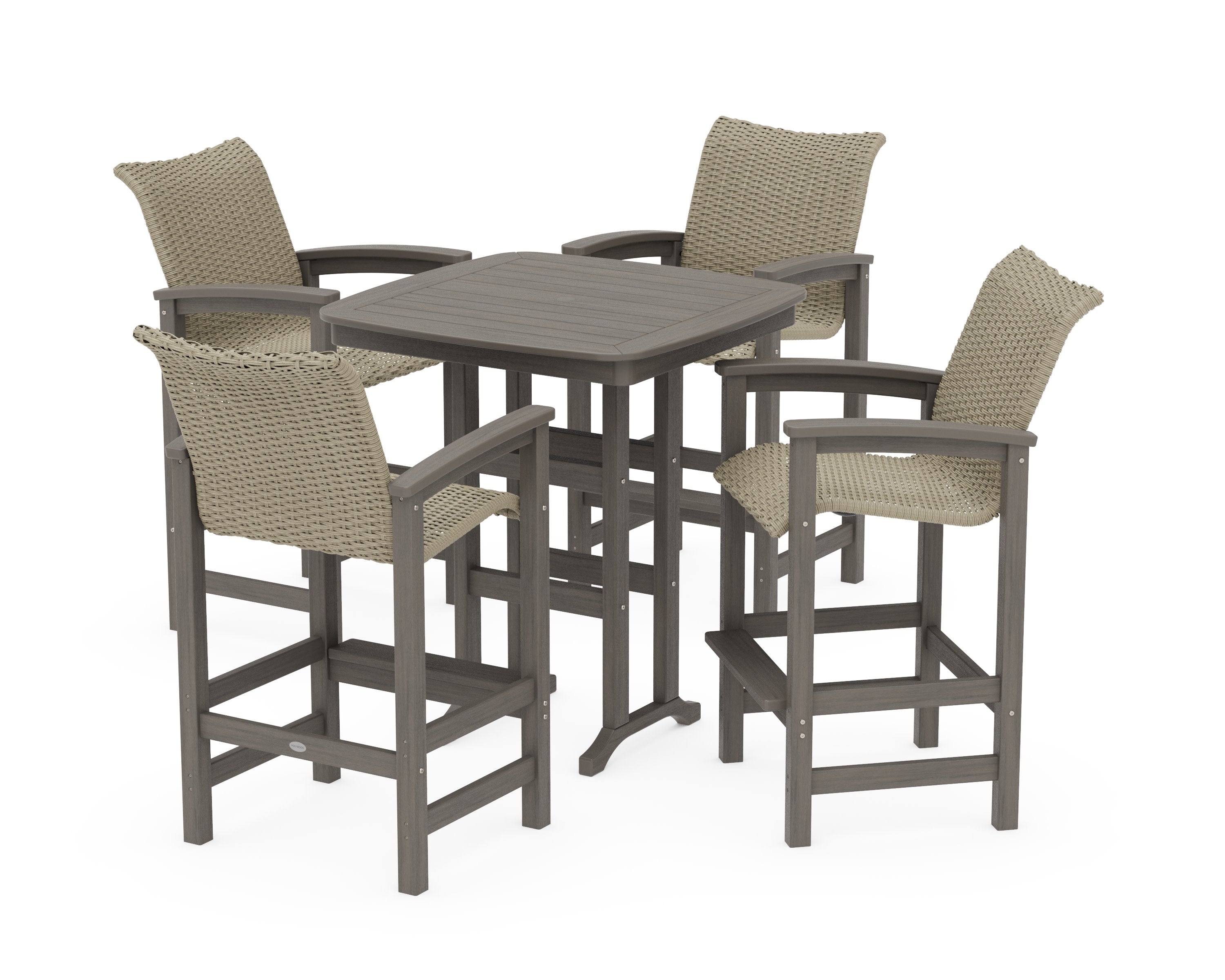 Coastal Woven 5-Piece Bar Set in Driftwood / Dune Grass