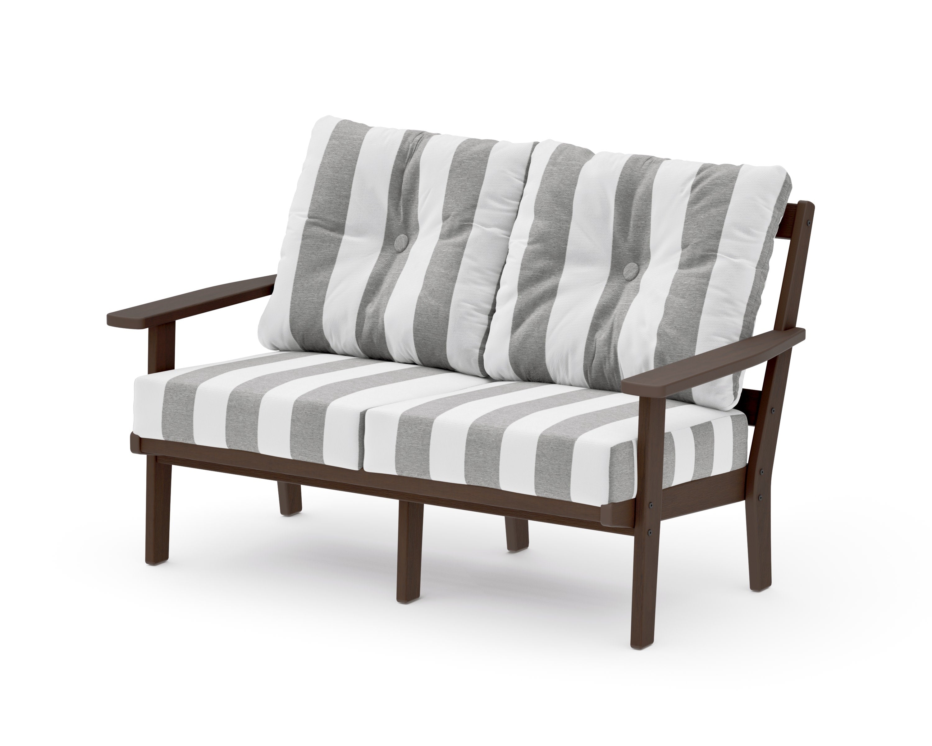 Oxford Deep SeatingLoveseat in Kona / Cabana Stripe Grey Mist
