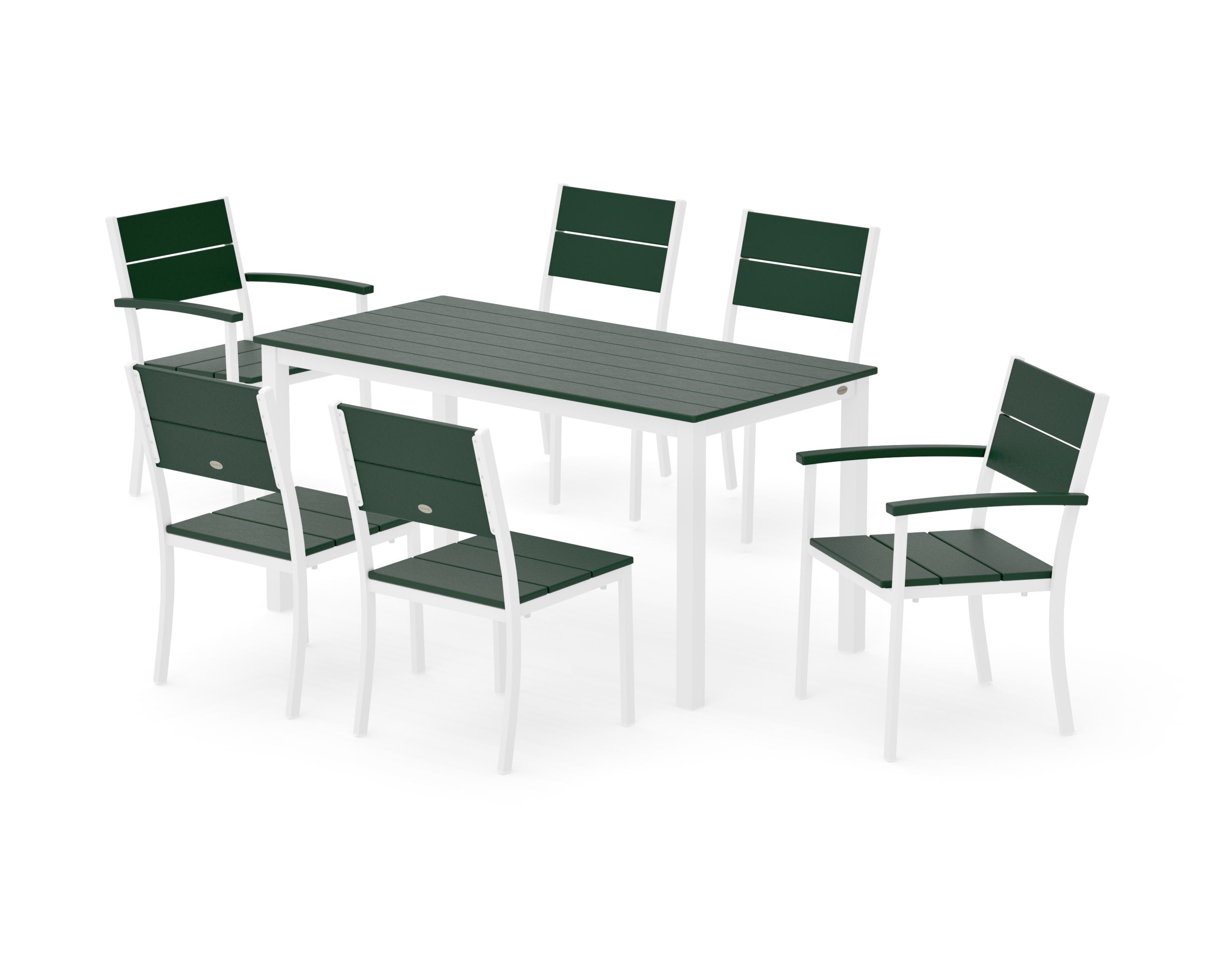 Main Street 7-Piece Dining Set in White / Green