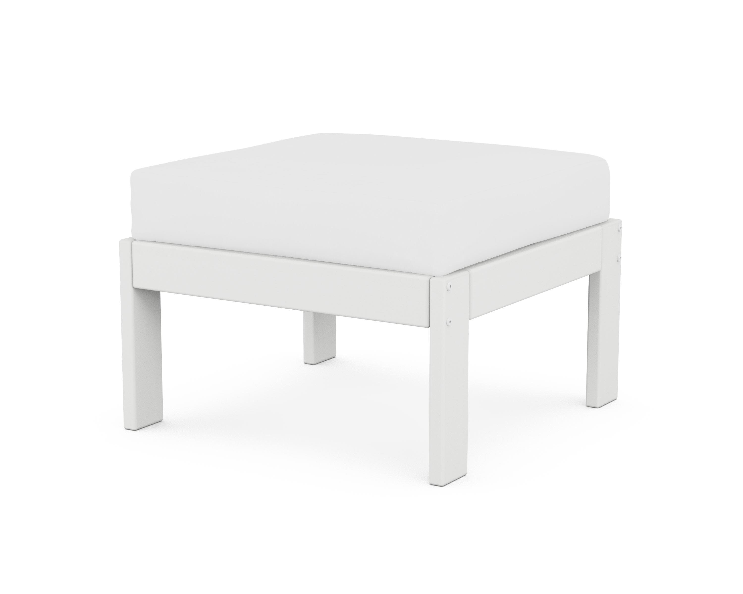 Vineyard Modular Ottoman in White / Natural