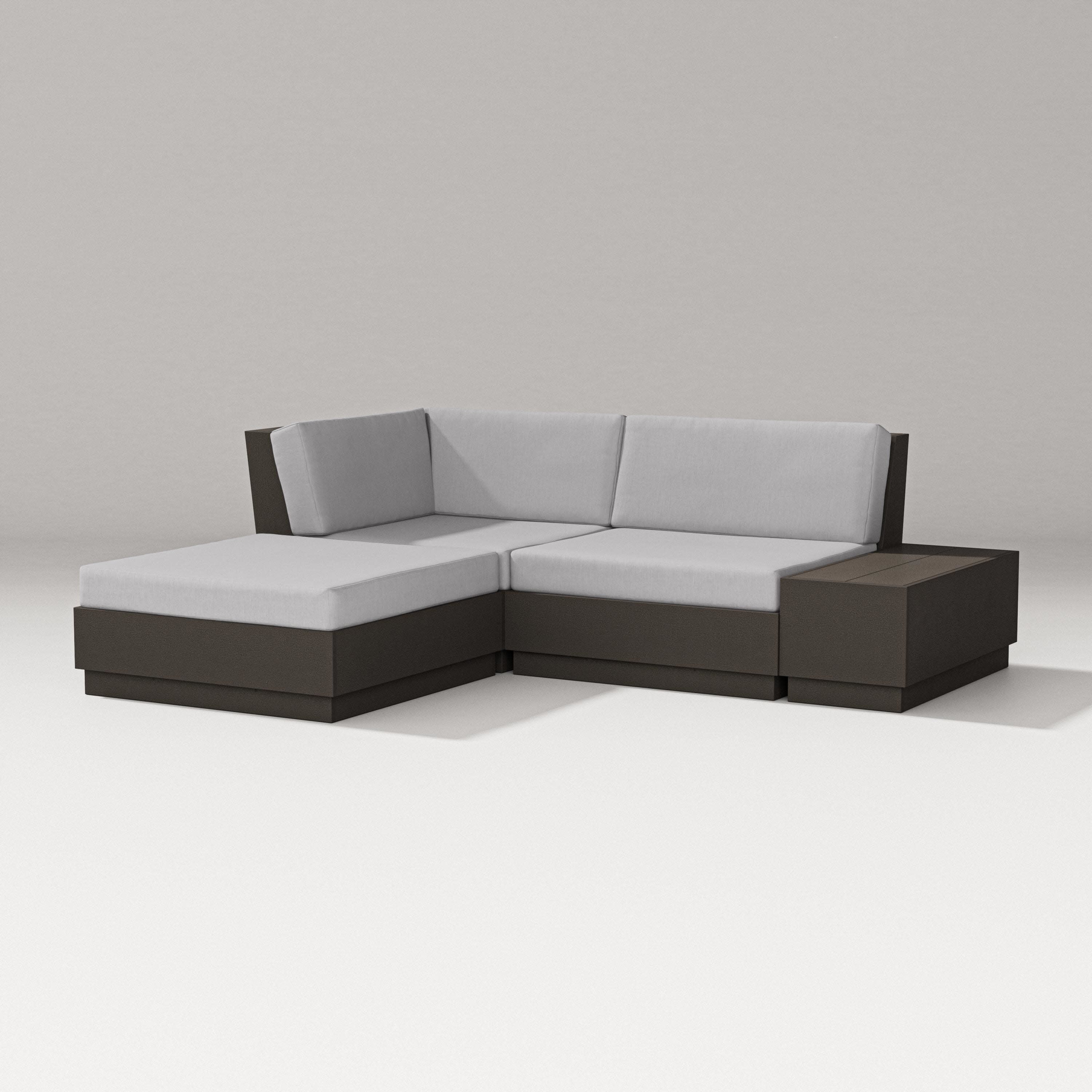 Elevate Loveseat Sectional with Chaise in Vintage Coffee / Granite