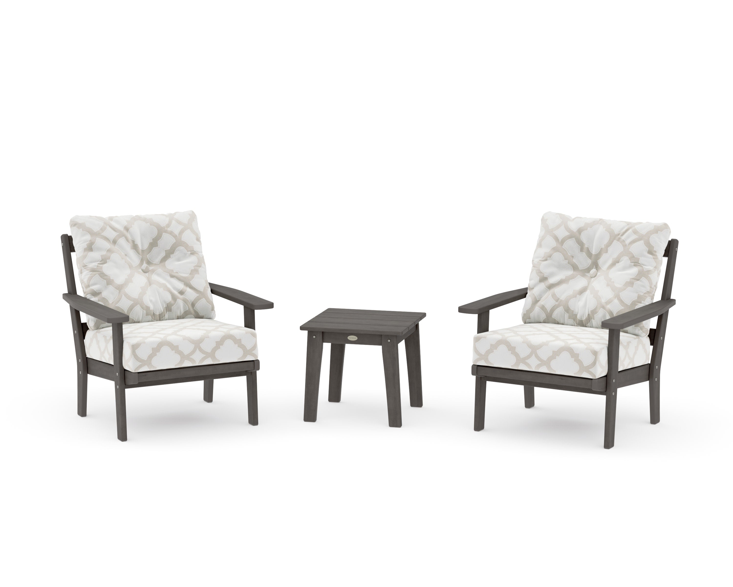 Prairie 3-Piece Deep Seating Set in Driftwood / Trellis Dune Burlap
