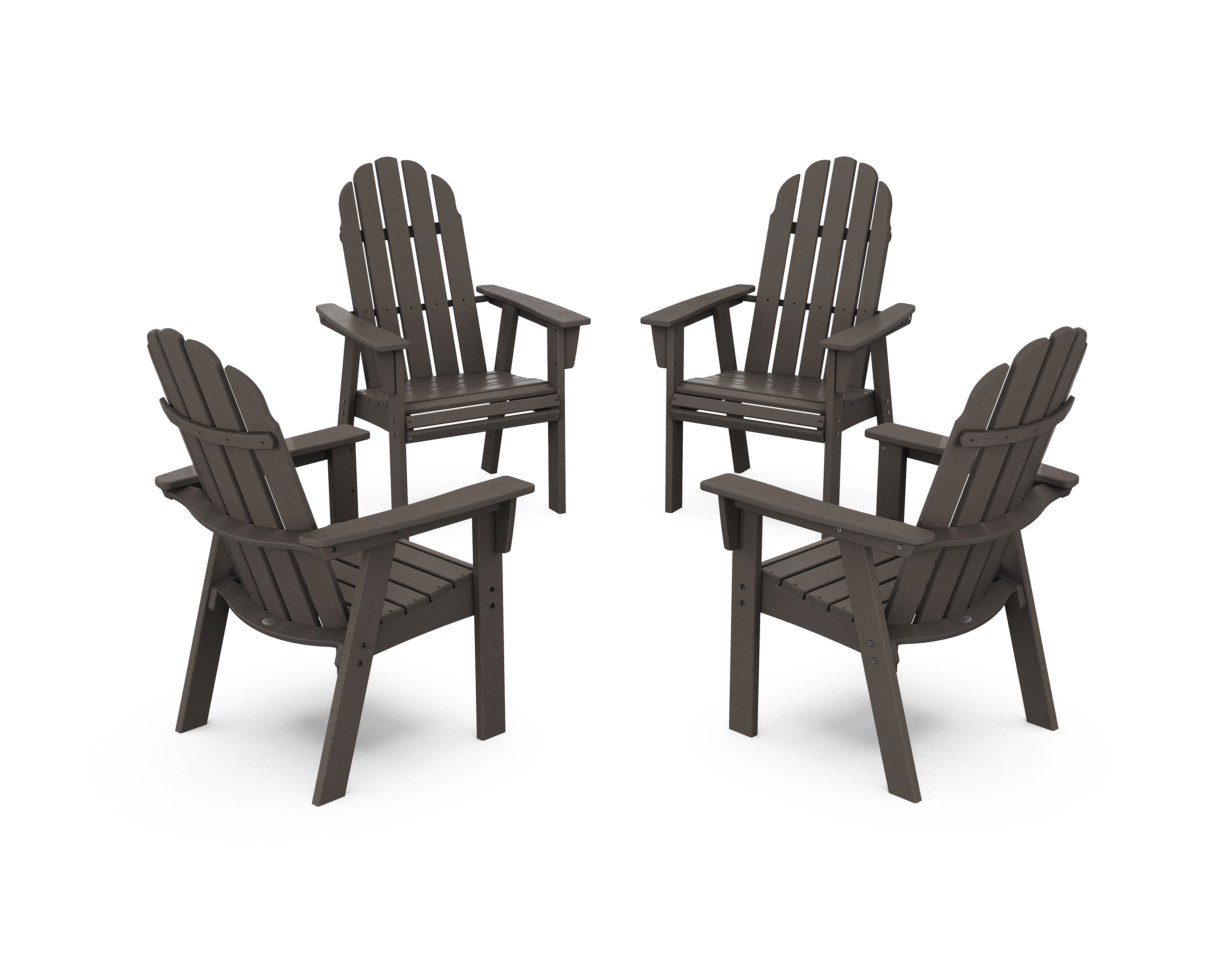 Vineyard 4-Piece Curveback Upright Adirondack Conversation Set in Vintage Coffee
