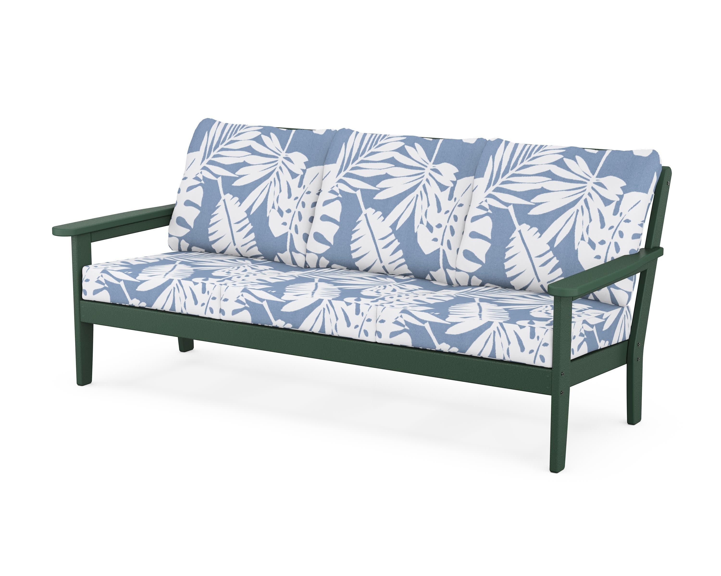 Cottage Deep Seating Sofa in Green / Leaf Sky Blue