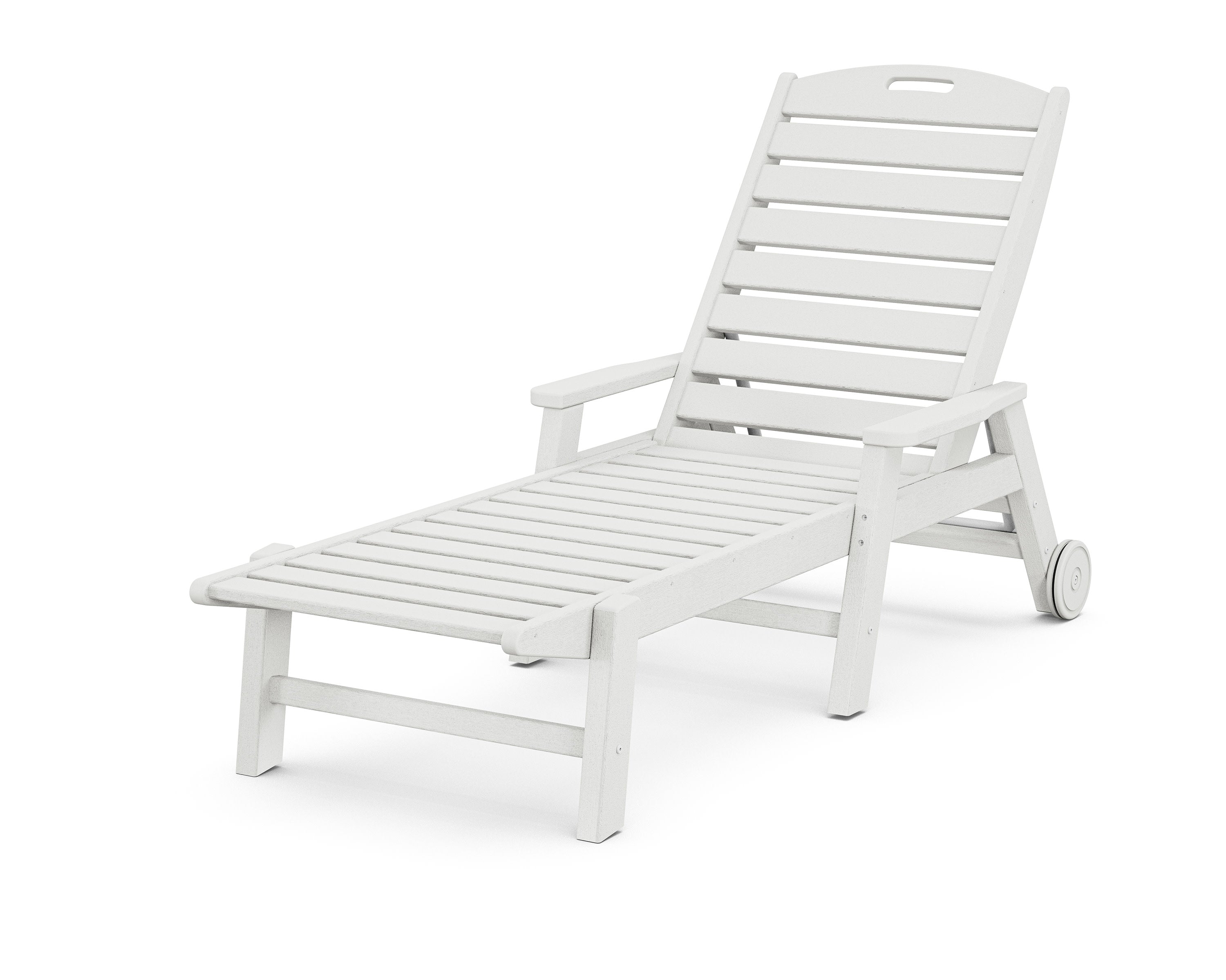 Nautical Chaise with Arms & Wheels in Vintage White