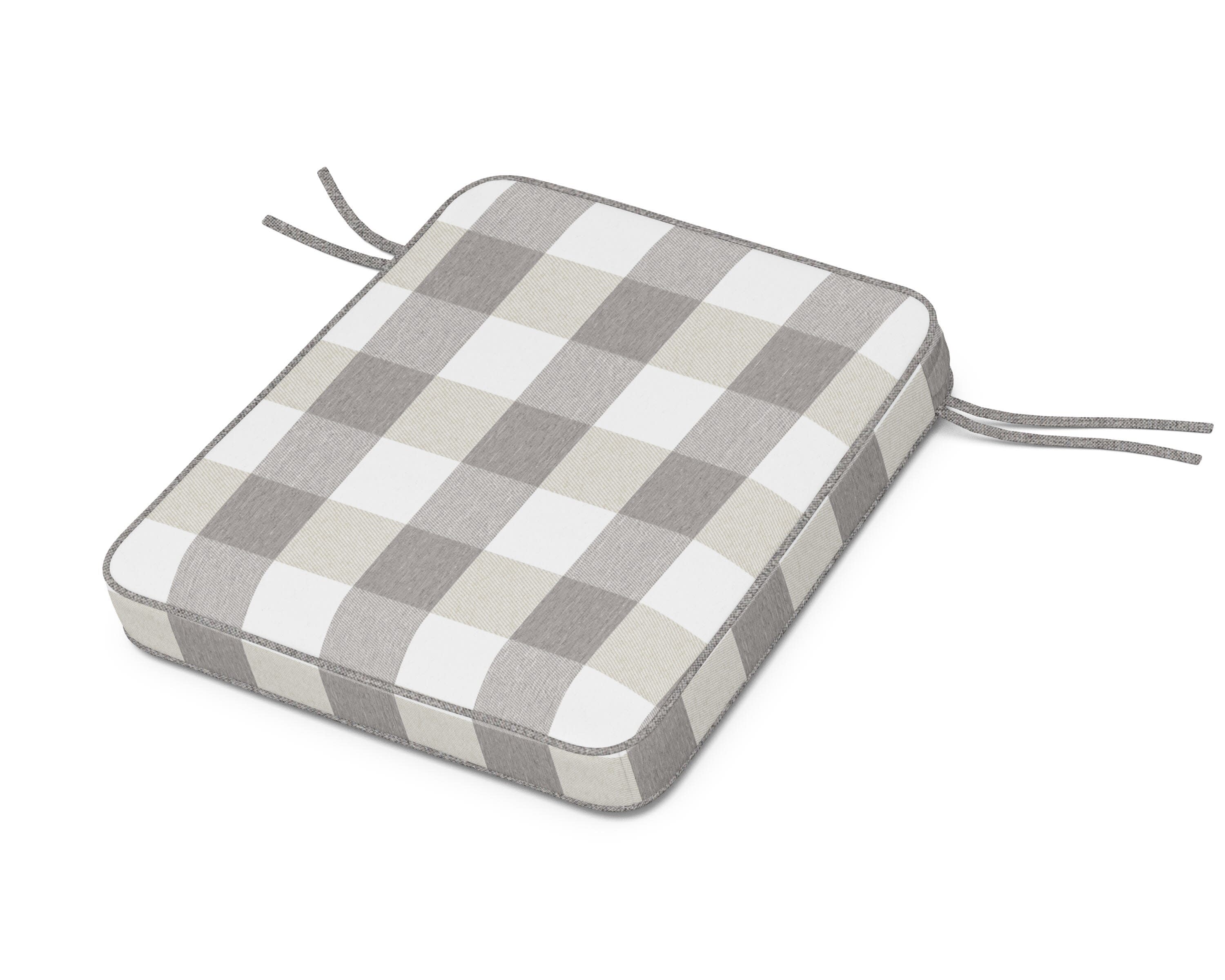 Chinoiserie Rocker Seat Cushion in Buffalo Plaid Grey Mist