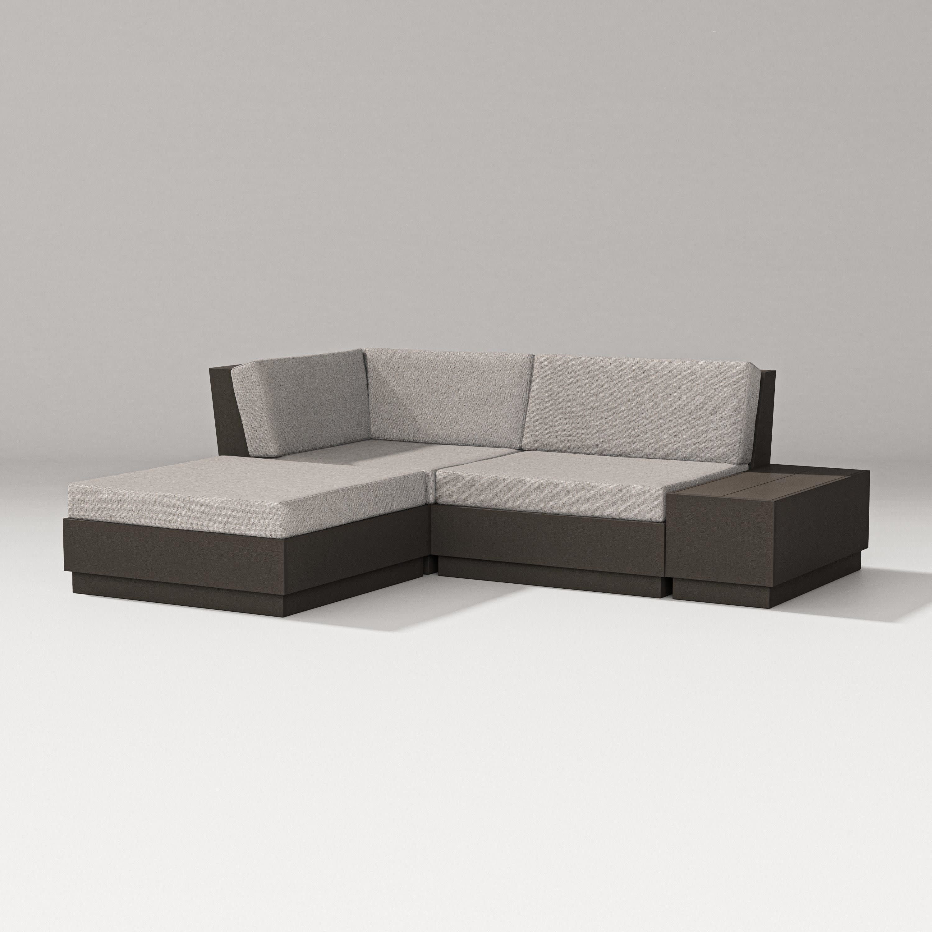 Elevate Loveseat Sectional with Chaise in Vintage Coffee / Weathered Tweed