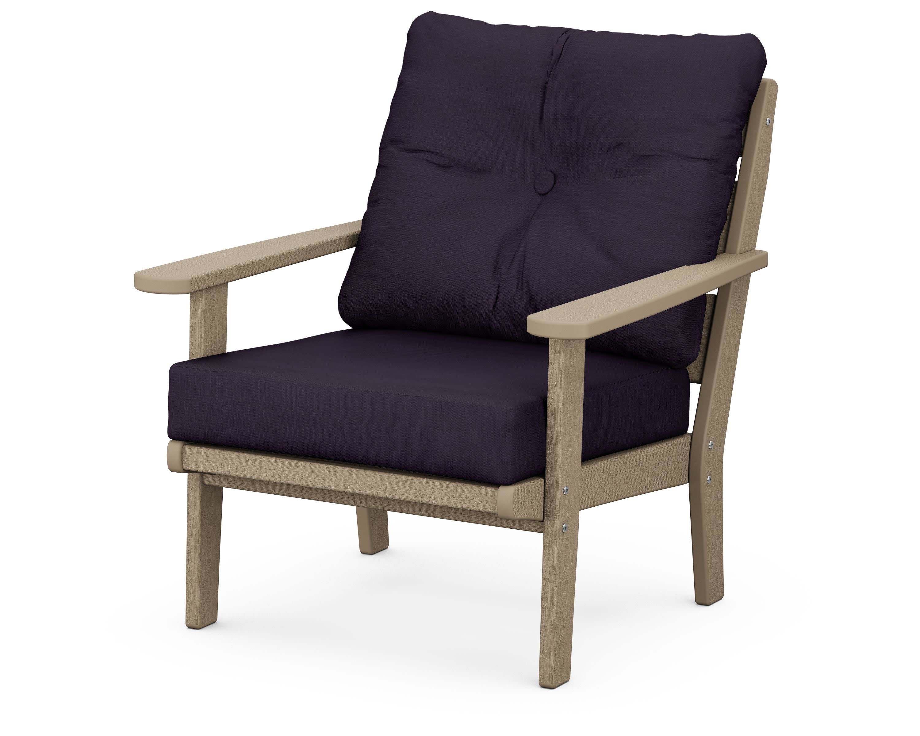 Lakeside Deep Seating Chair in Vintage Sahara / Navy Linen
