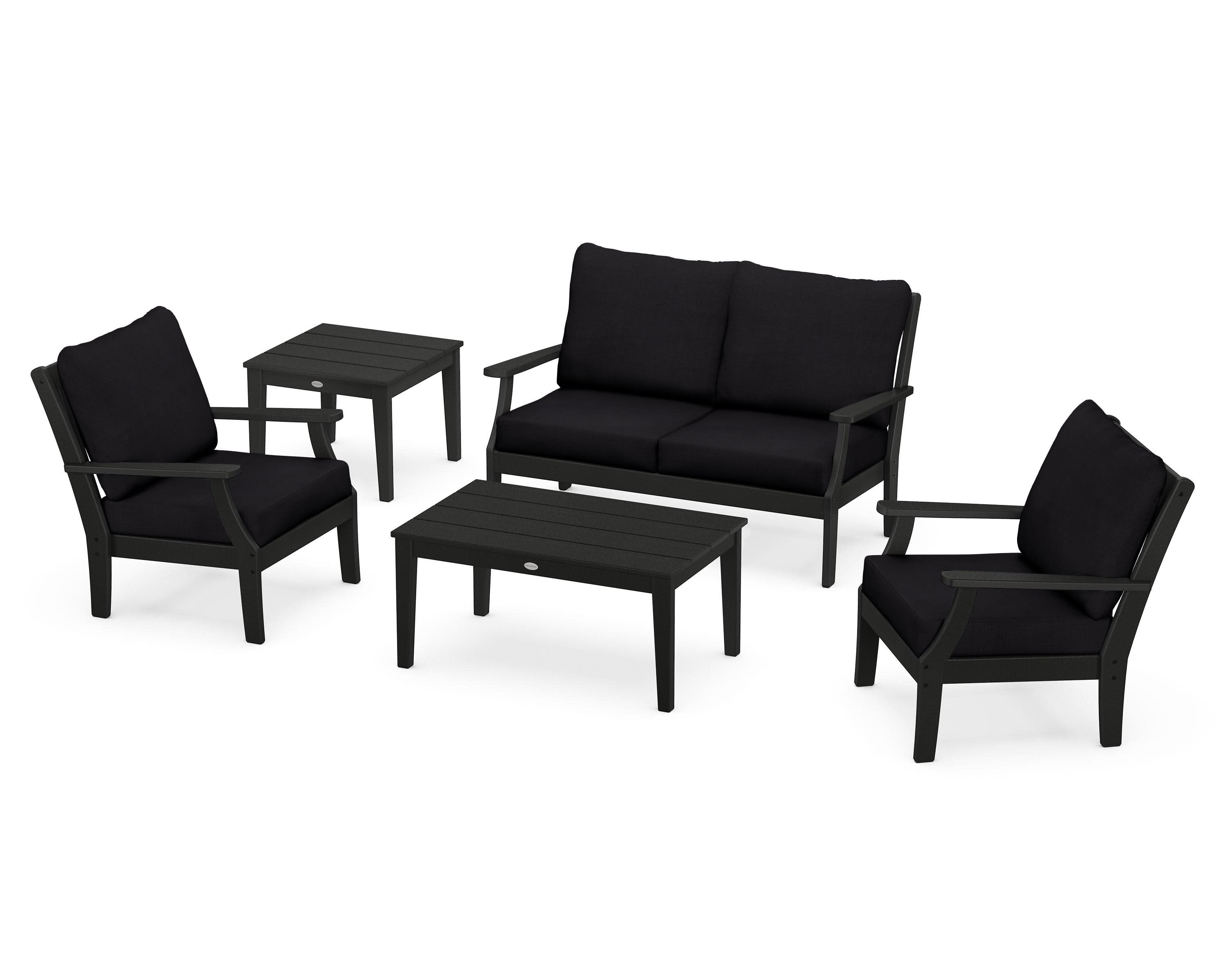 Braxton 5-Piece Deep Seating Set in Black / Midnight Linen