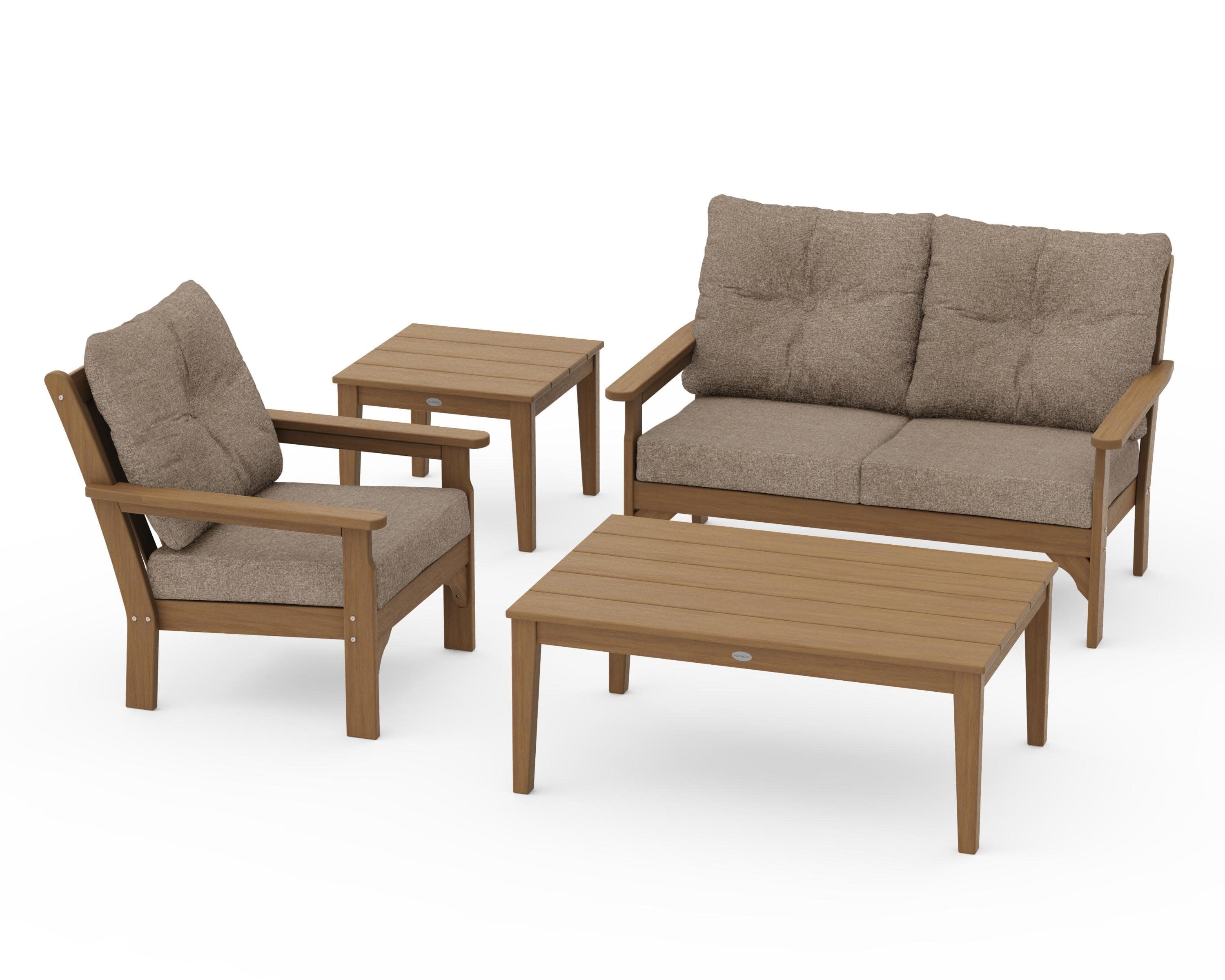 Vineyard 4-Piece Deep Seating Set in Natural / Spiced Burlap