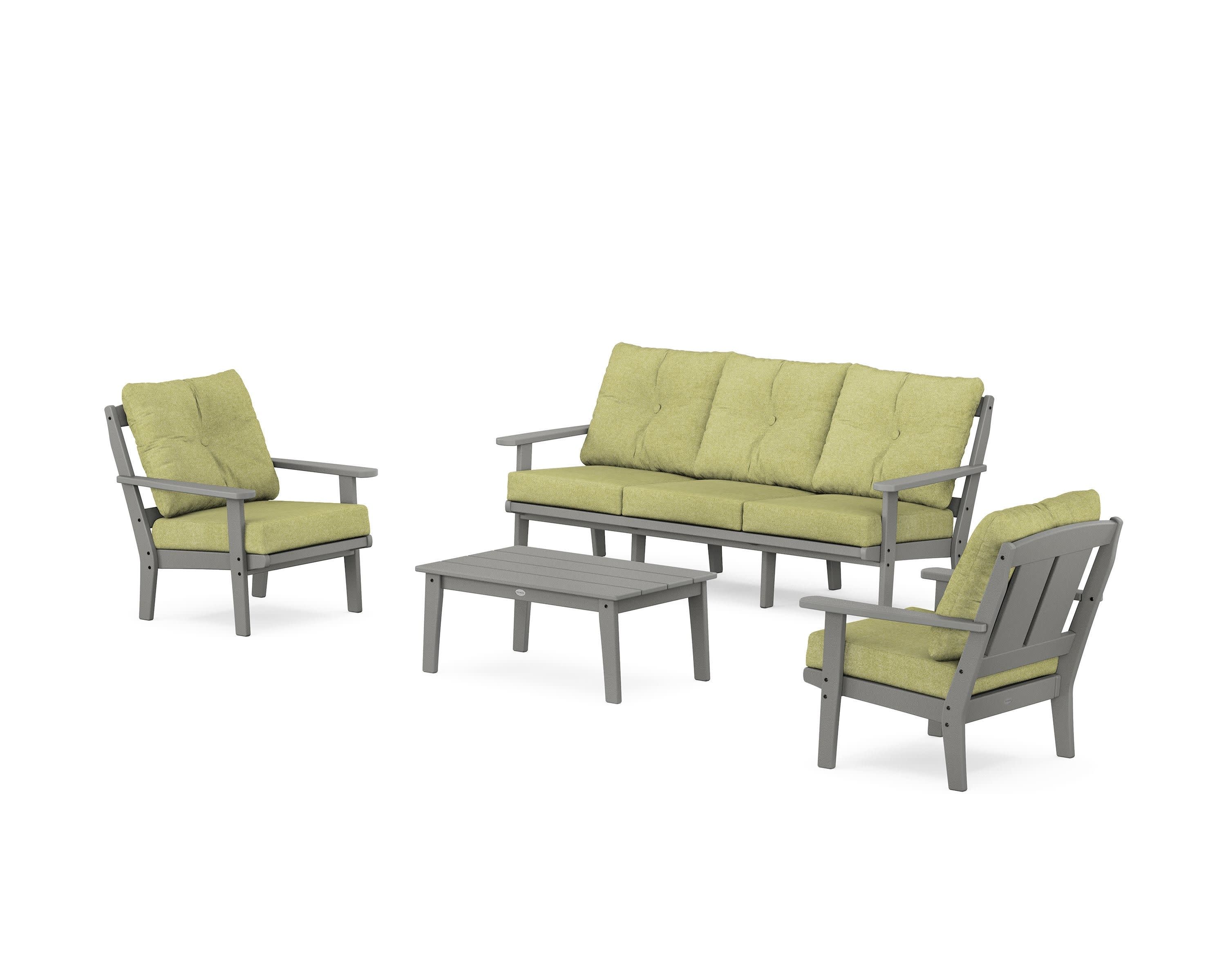 Mission 4-Piece Deep Seating Set with Sofa in Slate Grey / Chartreuse Boucle