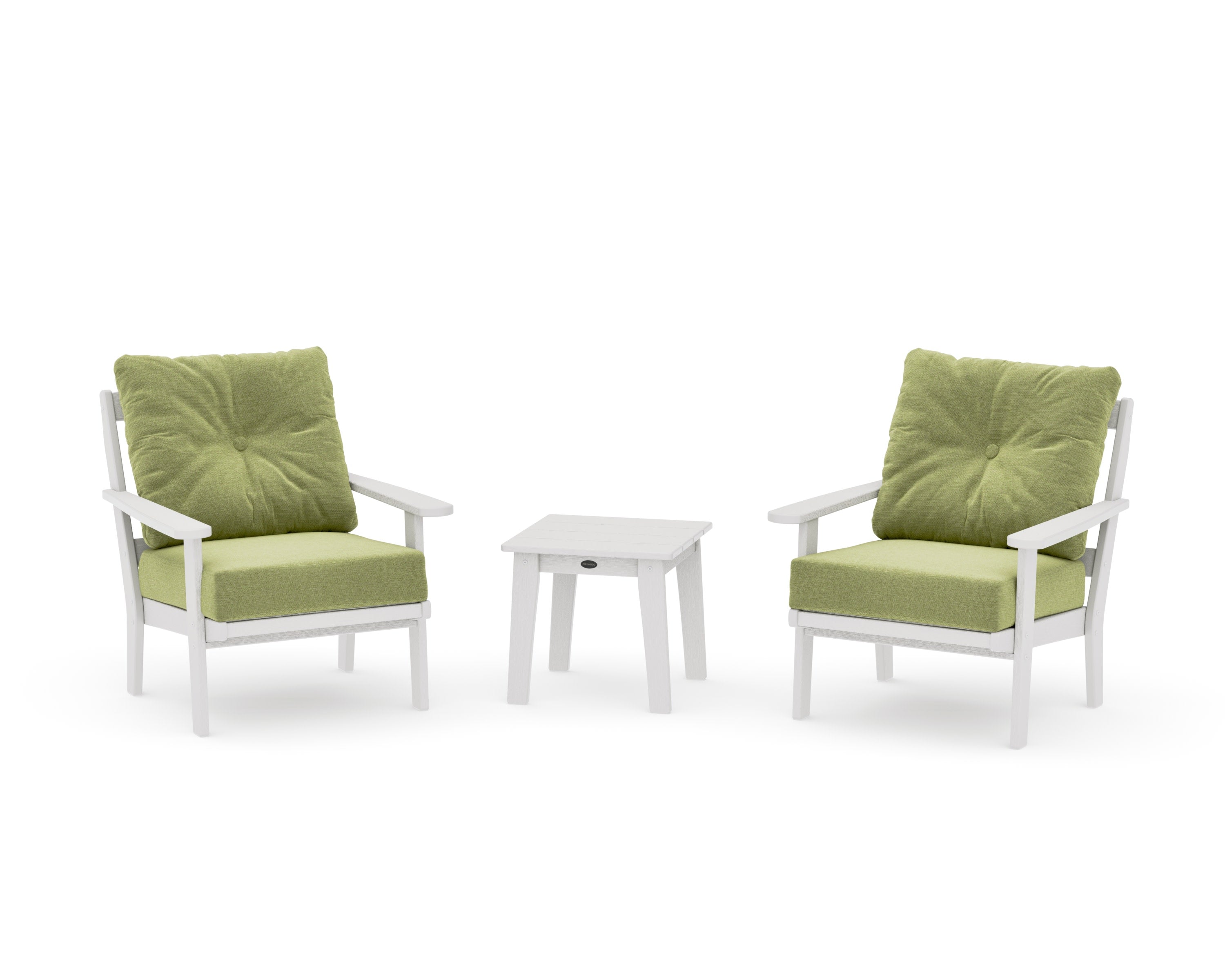 Mission 3-Piece Deep Seating Set in Vintage White / Chartreuse Boucle
