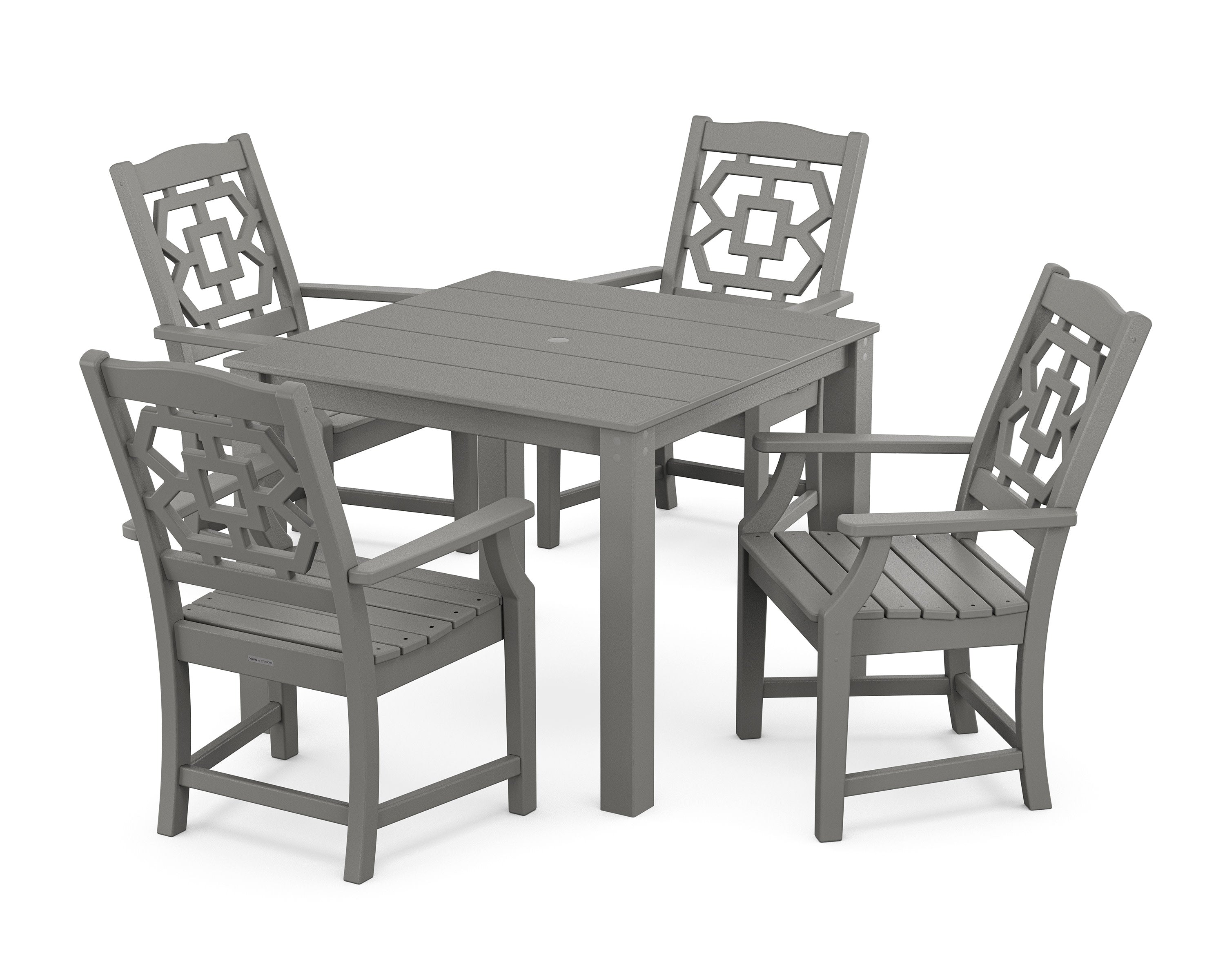 Chinoiserie 5-Piece Parsons Dining Set in Slate Grey