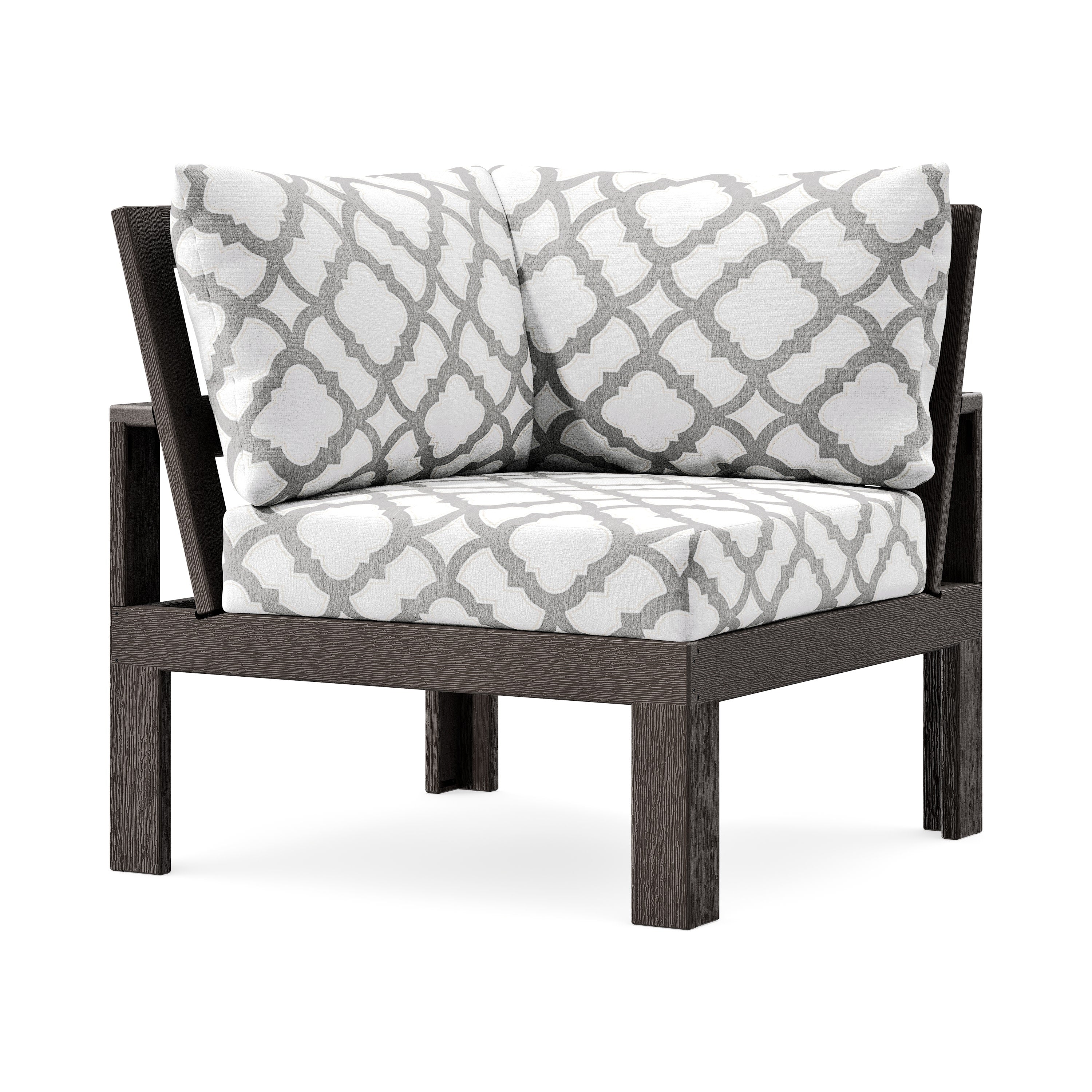 Modular Corner Chair in Vintage Coffee / Trellis Grey Mist