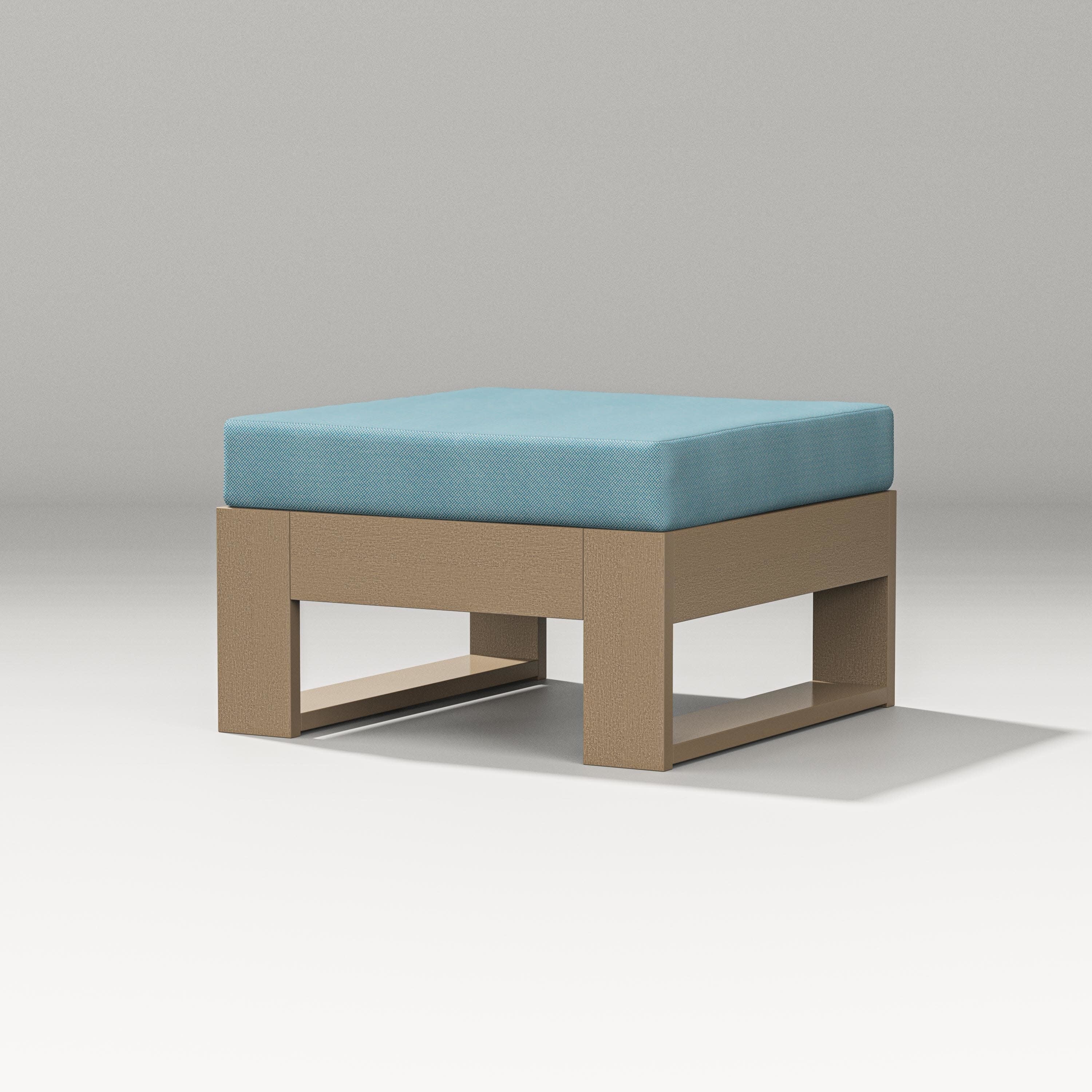 Latitude Lounge Ottoman in Vintage Sahara / Lattice Sky Blue