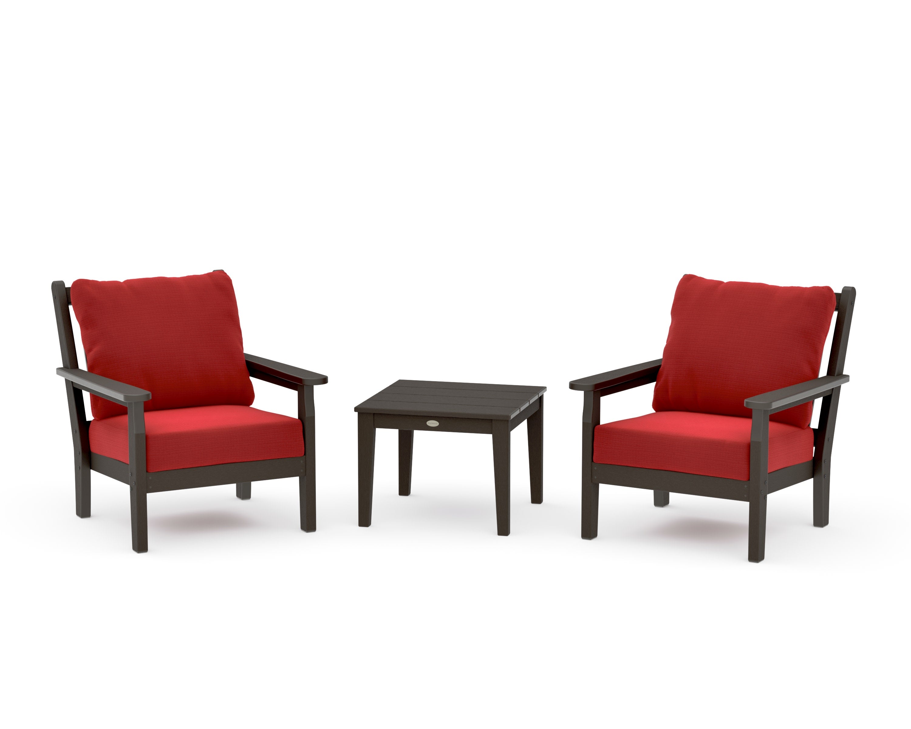 Chippendale 3-Piece Deep Seating Set in Vintage Coffee / Crimson Linen