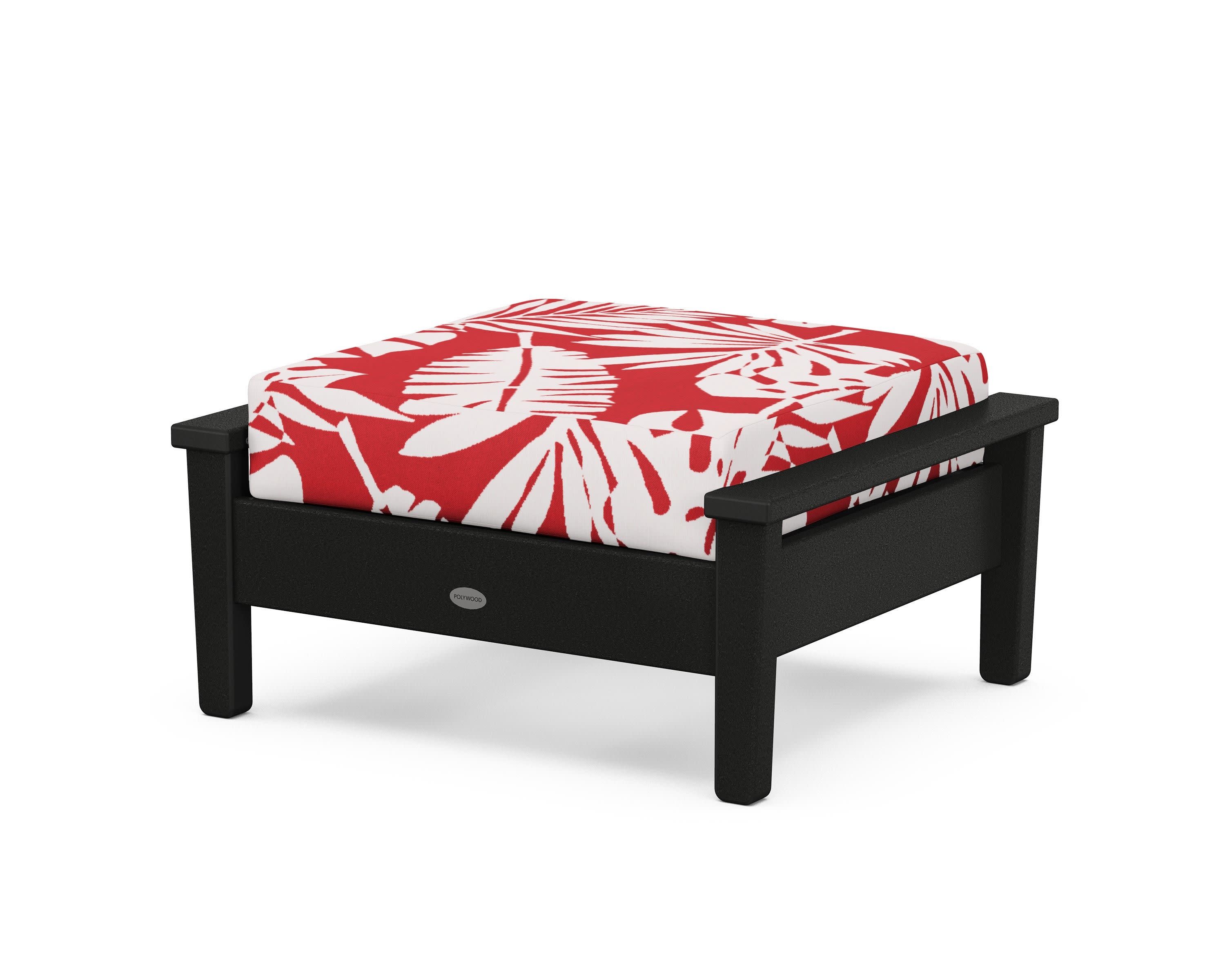 Prescott Deep Seating Ottoman in Black / Leaf Crimson