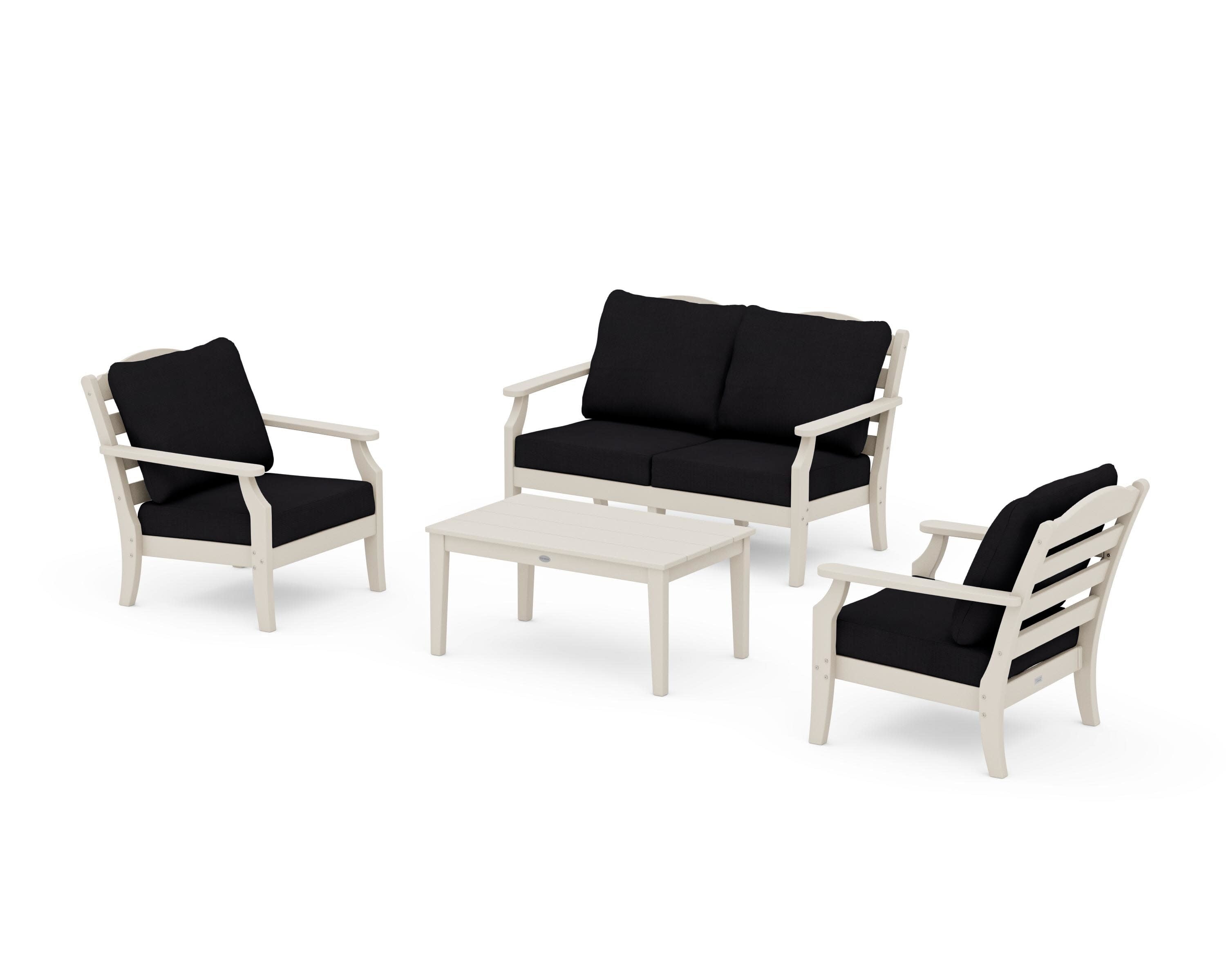 Savannah 4-Piece Deep Seating Set with Loveseat in Sand / Midnight Linen