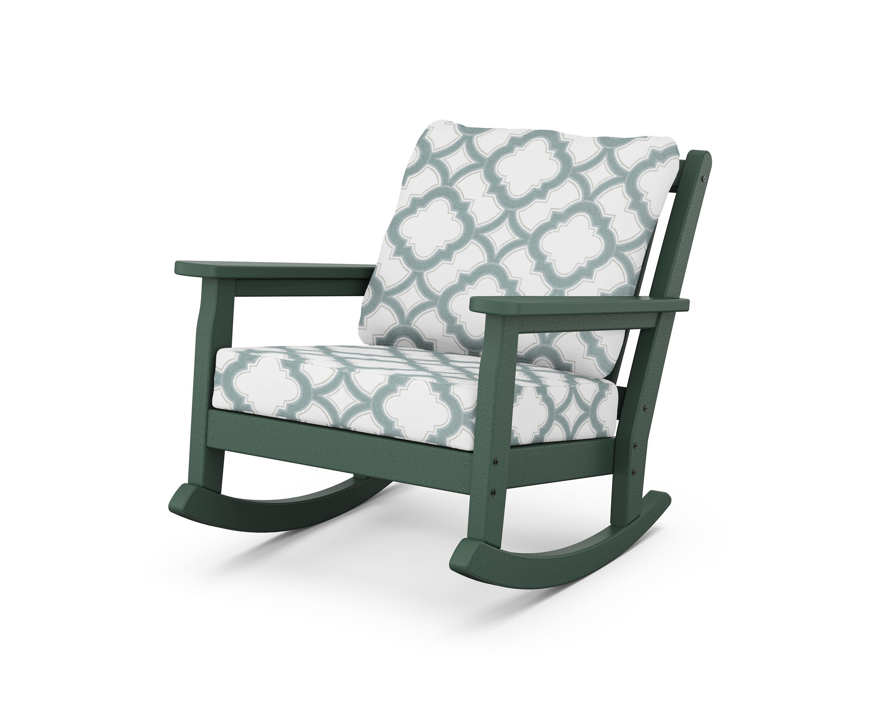 Chippendale Deep Seating Rocking Chair in Green / Trellis Glacier Spa