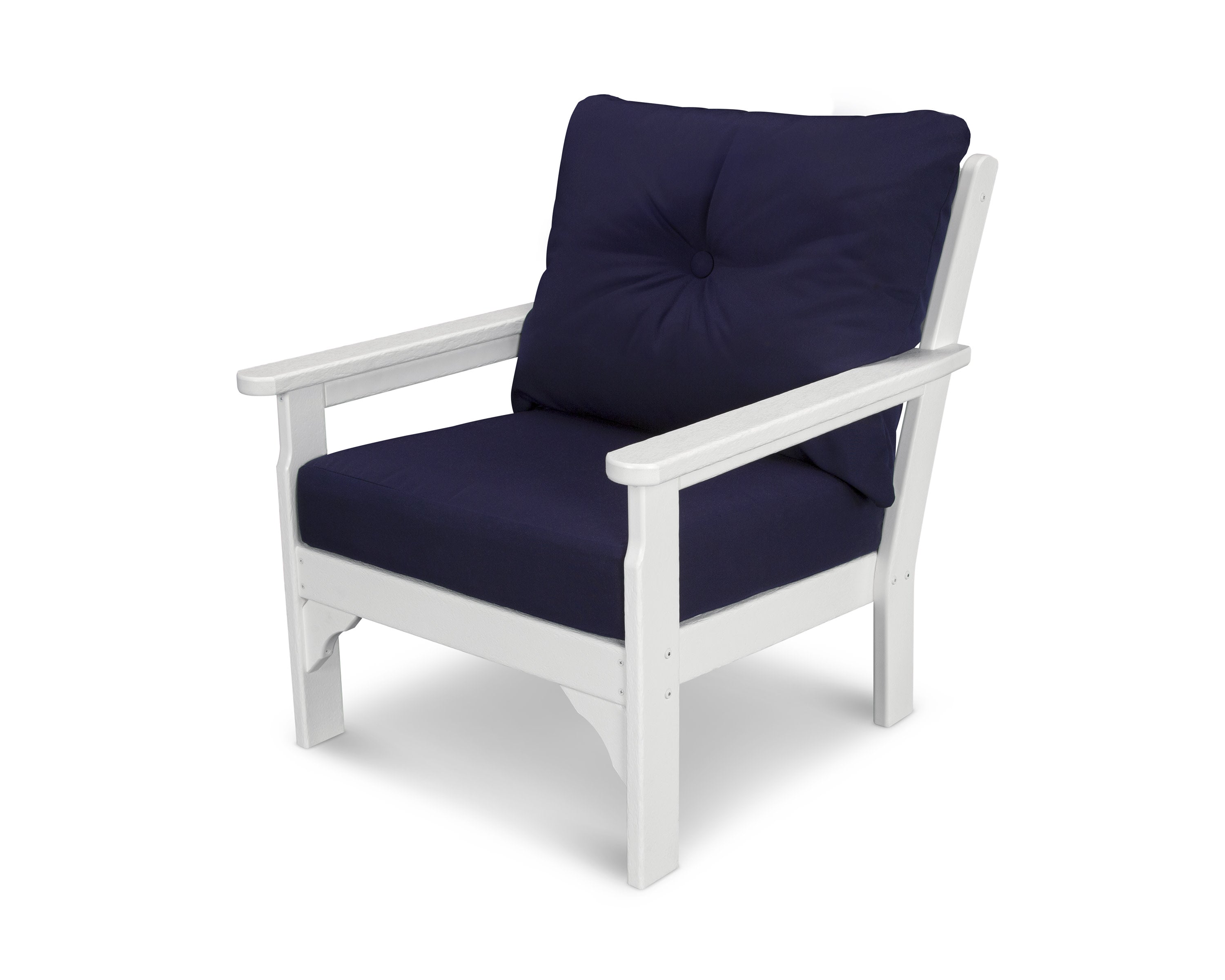 Vineyard Deep Seating Chair in White / Navy