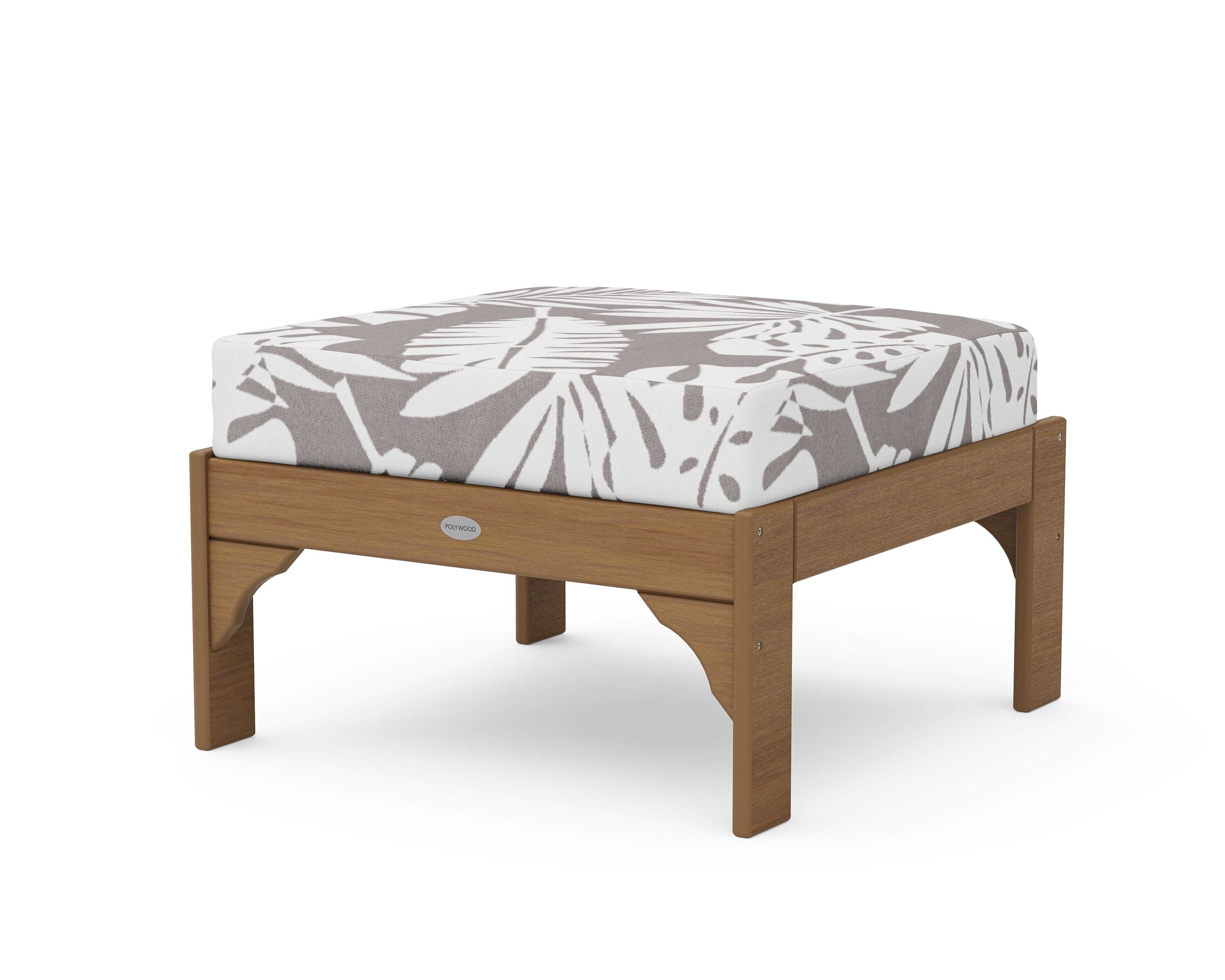 Vineyard Deep Seating Ottoman in Natural / Leaf Grey Mist