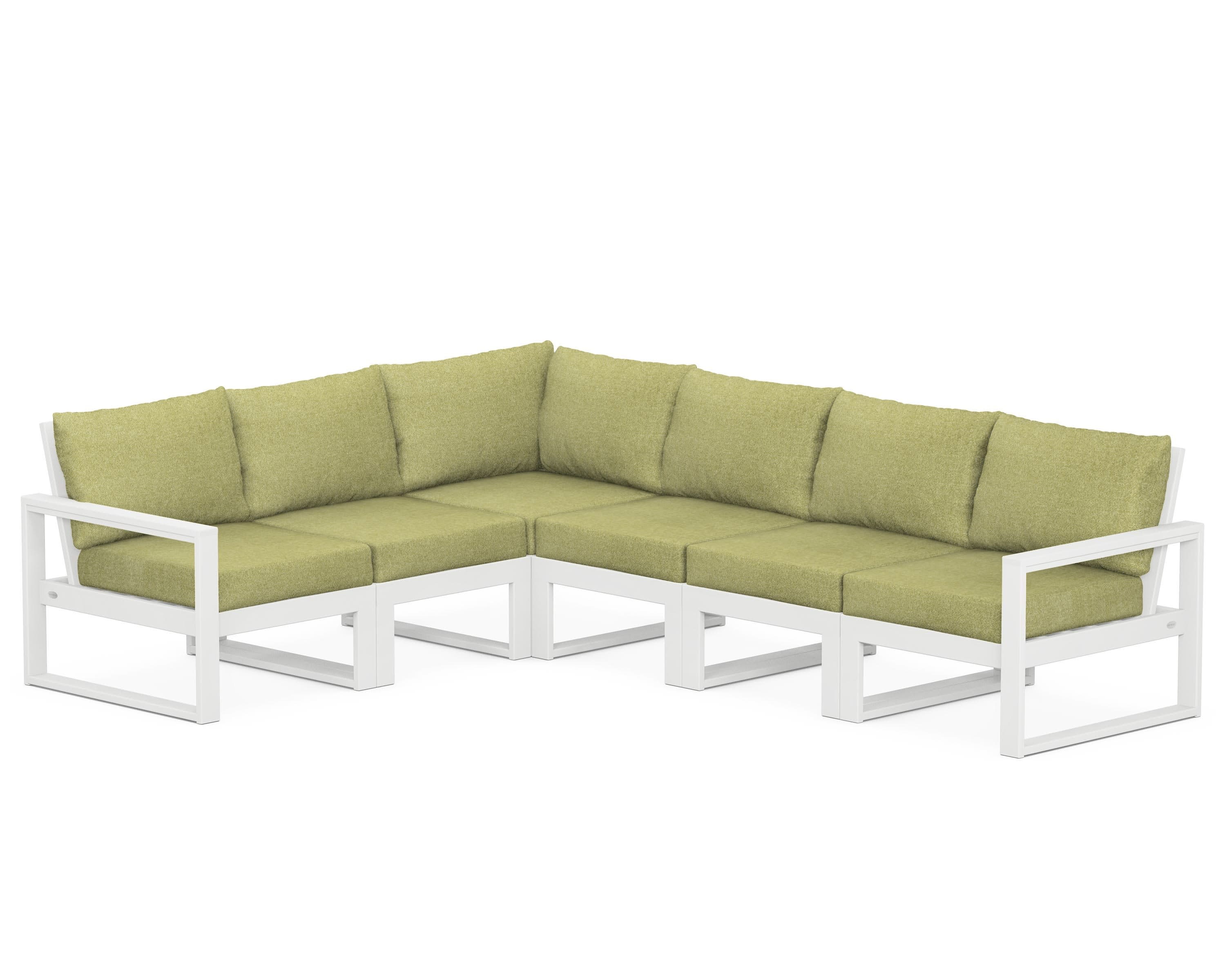 EDGE 6-Piece Modular Deep Seating Set in White / Chartreuse Boucle
