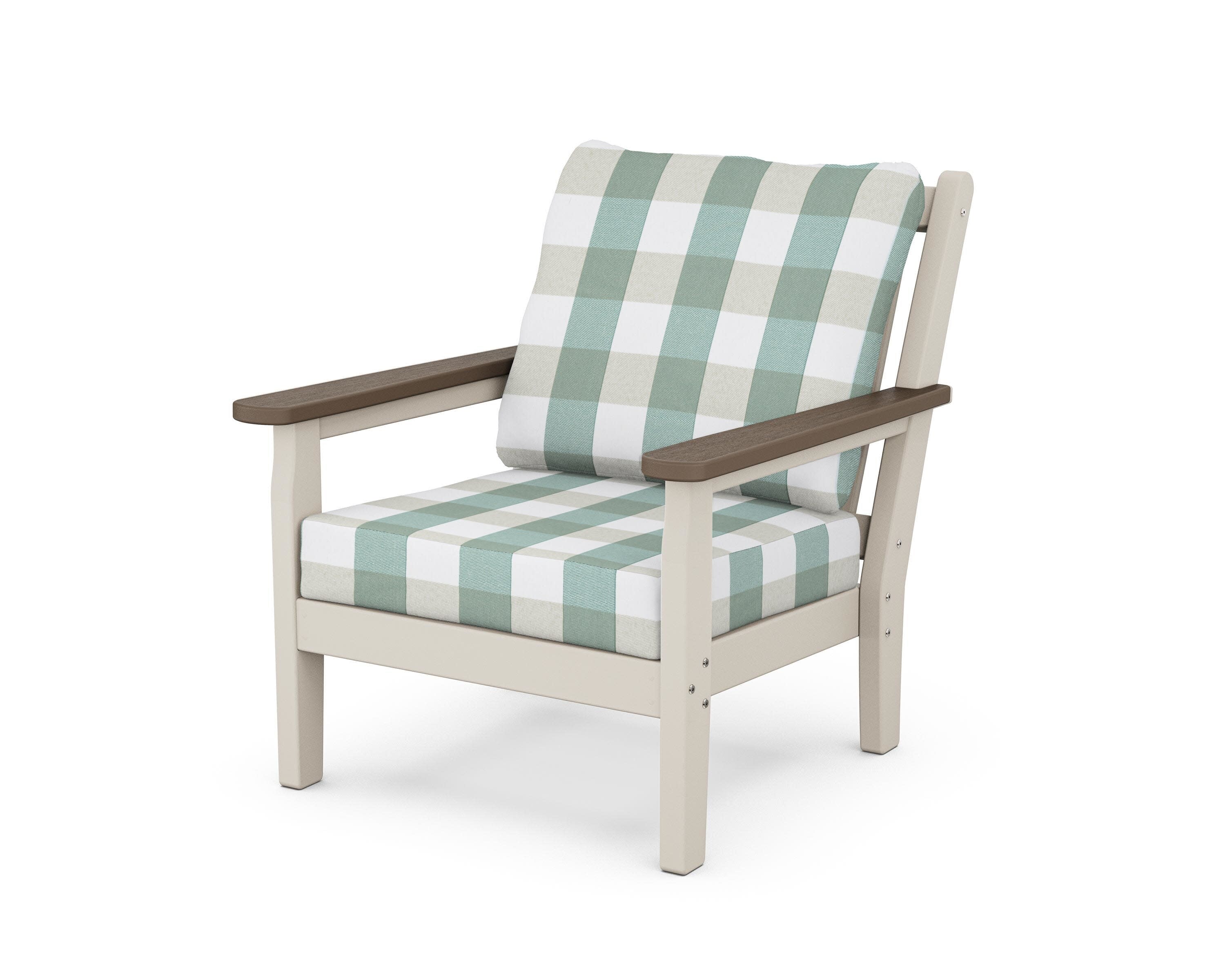 Chippendale Deep Seating Chair in Sand / Kona / Buffalo Plaid Glacier Spa