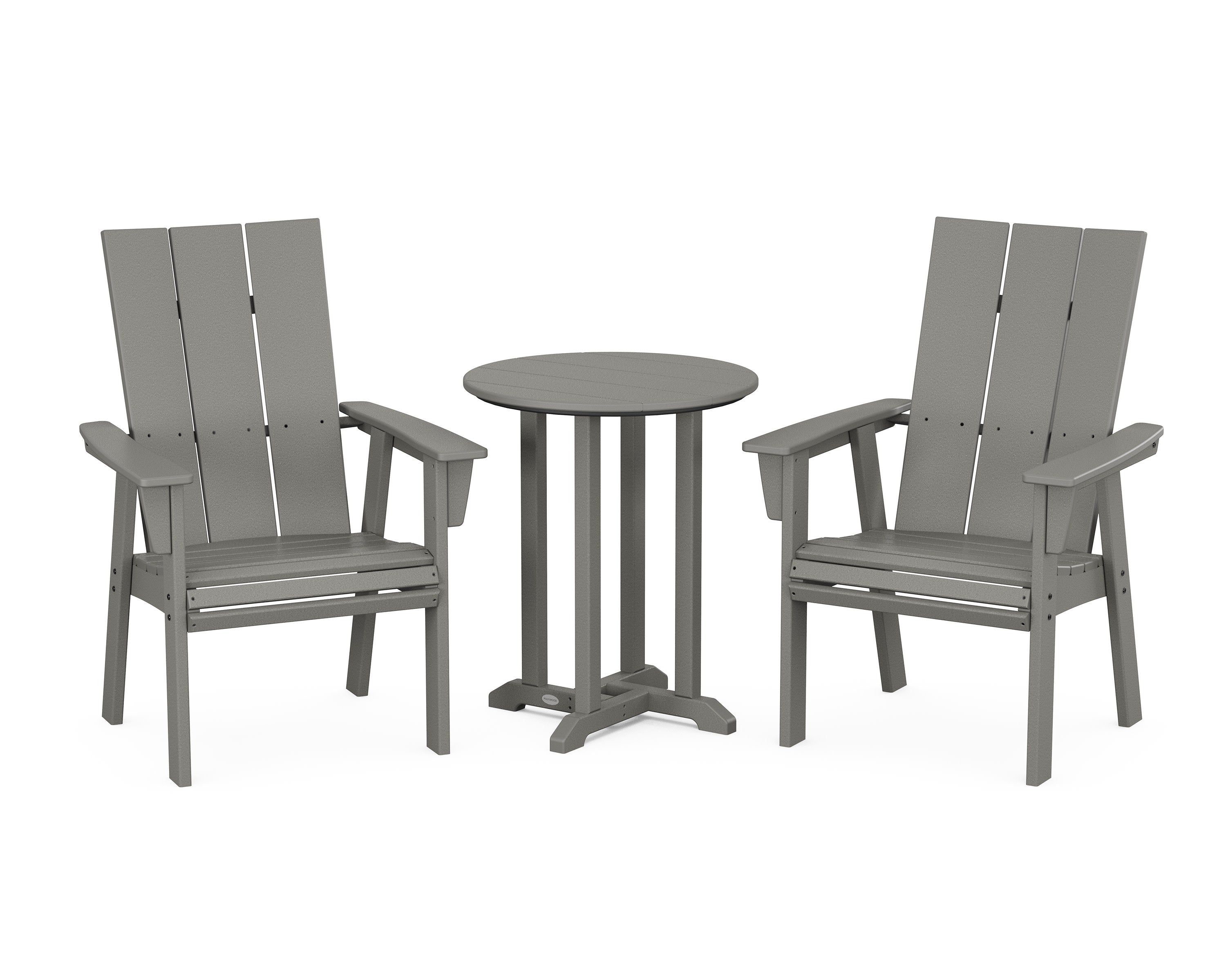 Modern Curveback Adirondack 3-Piece Round Bistro Dining Set in Slate Grey