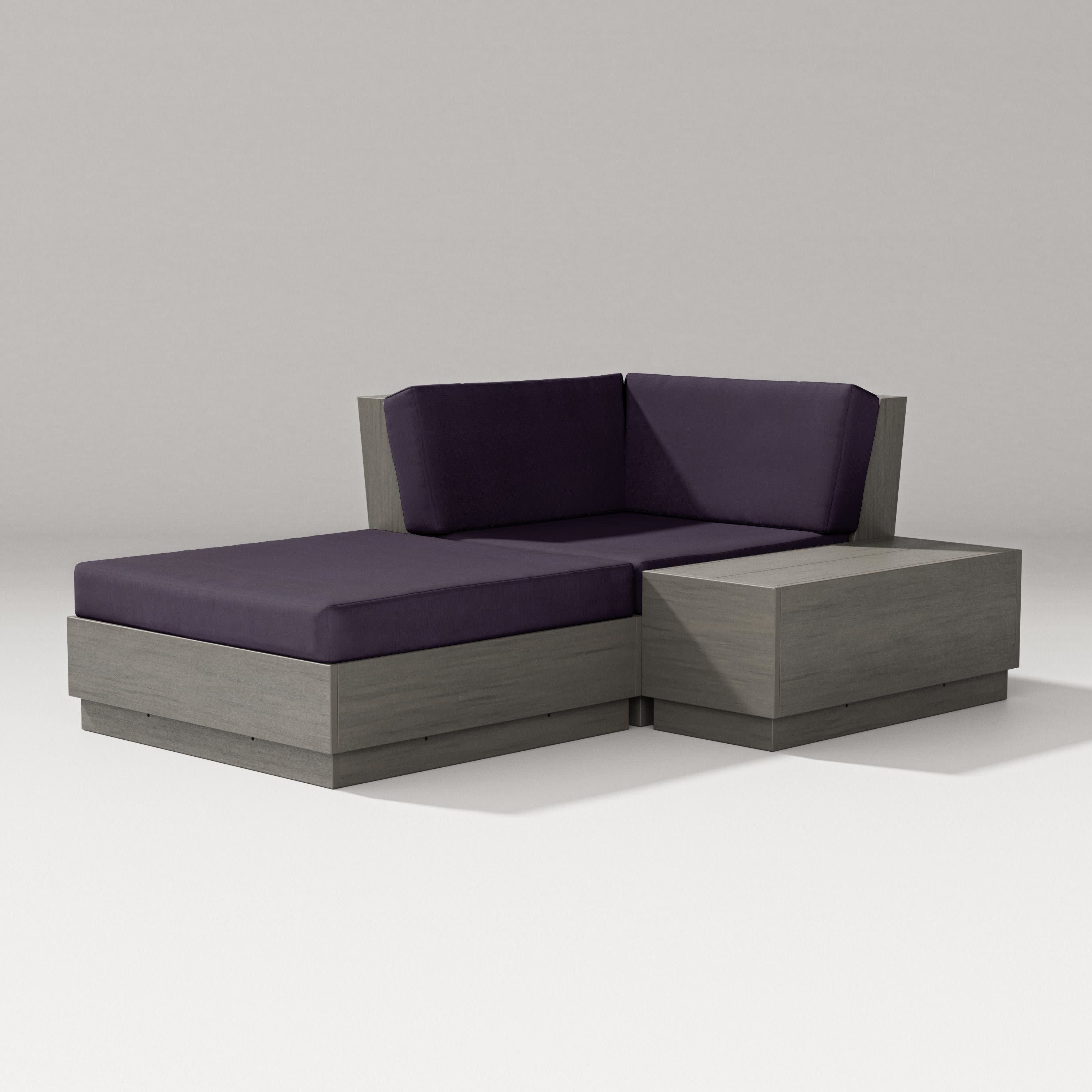 Elevate Corner Chaise in Driftwood / Navy Linen