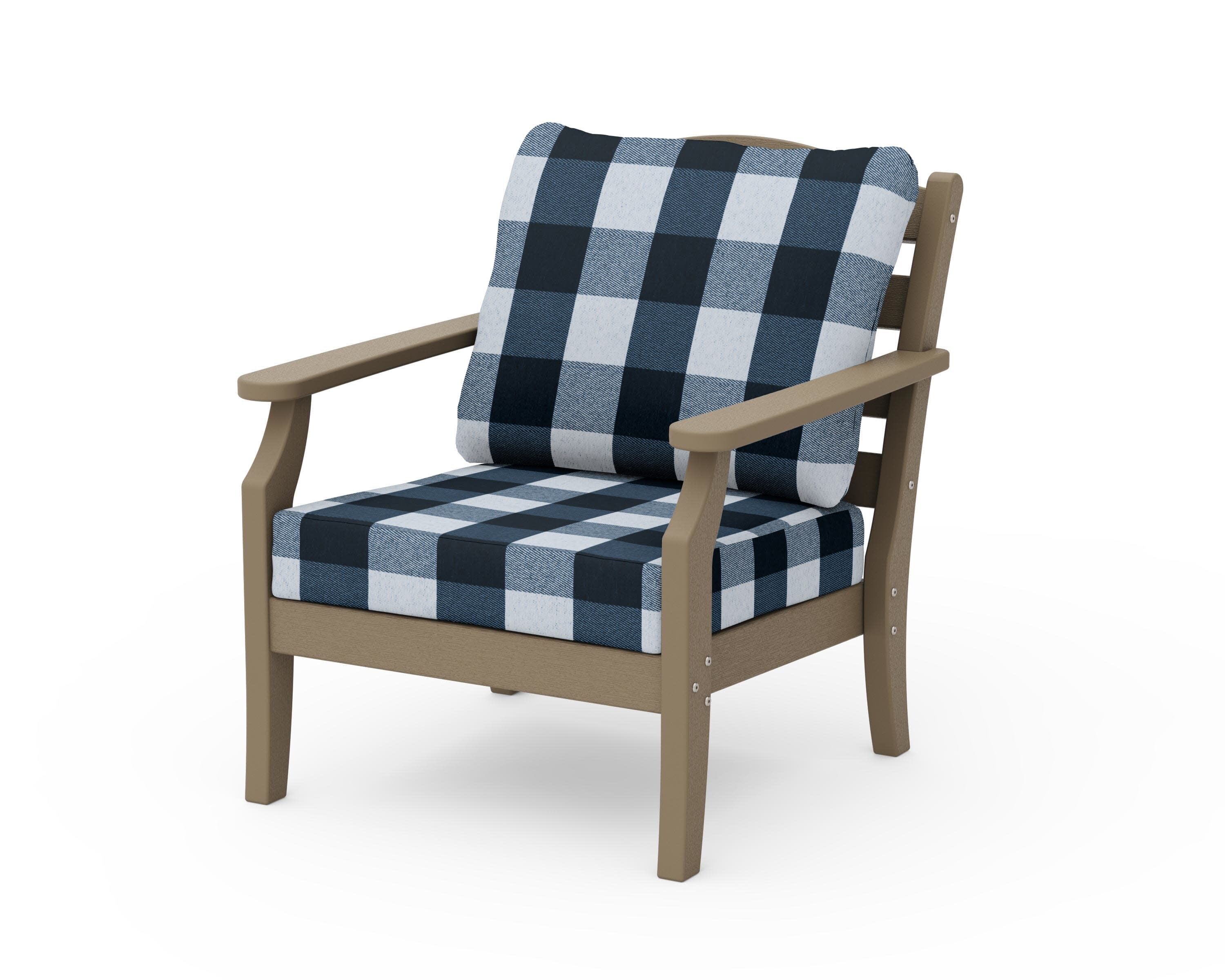 Savannah Deep Seating Chair in Vintage Sahara / Buffalo Plaid Marine Indigo